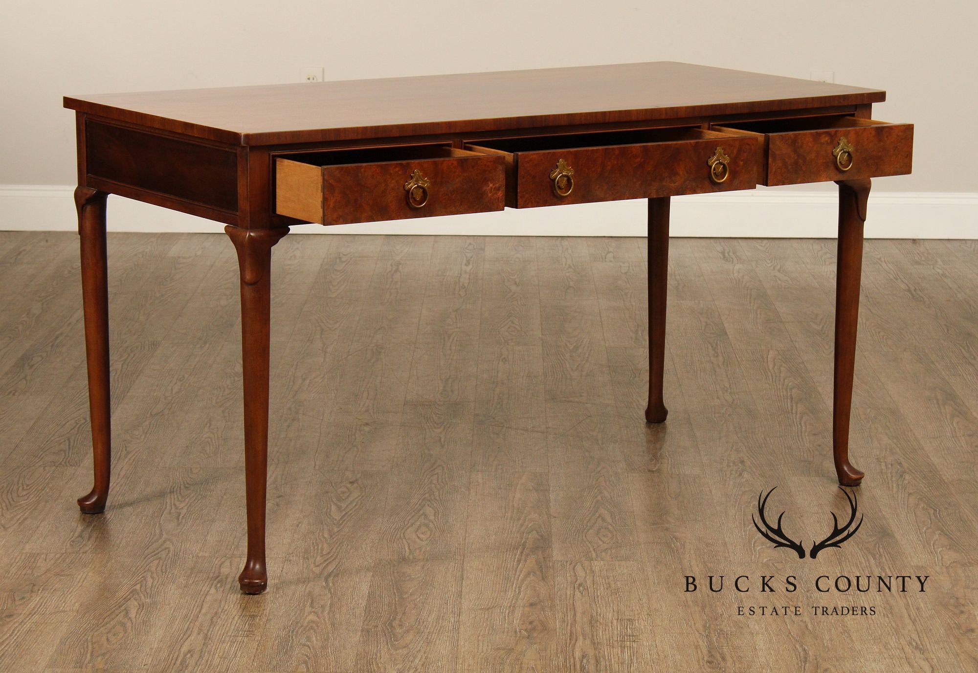 Baker Queen Anne Style Vintage Walnut Writing Desk