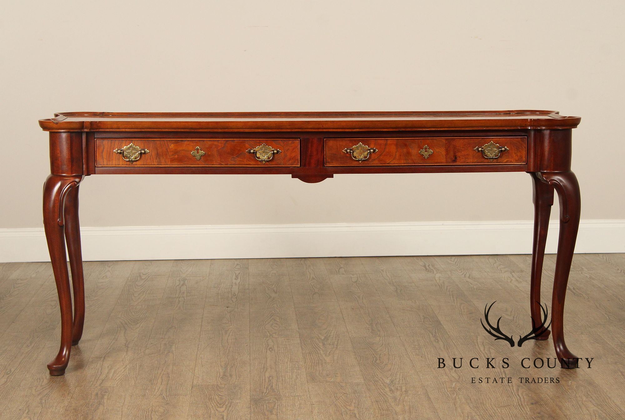 Georgian Style Burl Wood Console Table By Hekman