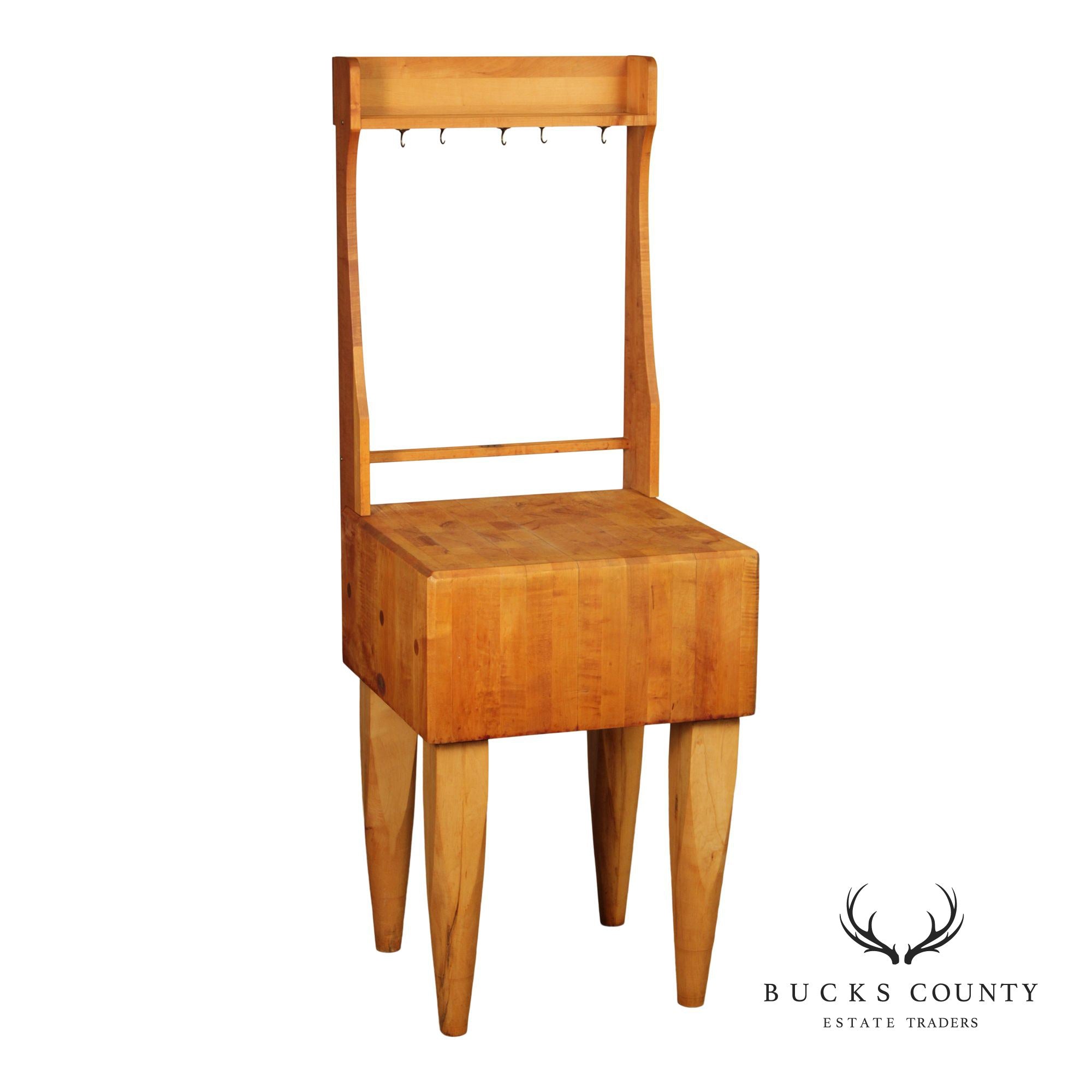 Bally Block Co. Solid Maple Butcher Block Work Table With Upper Rack