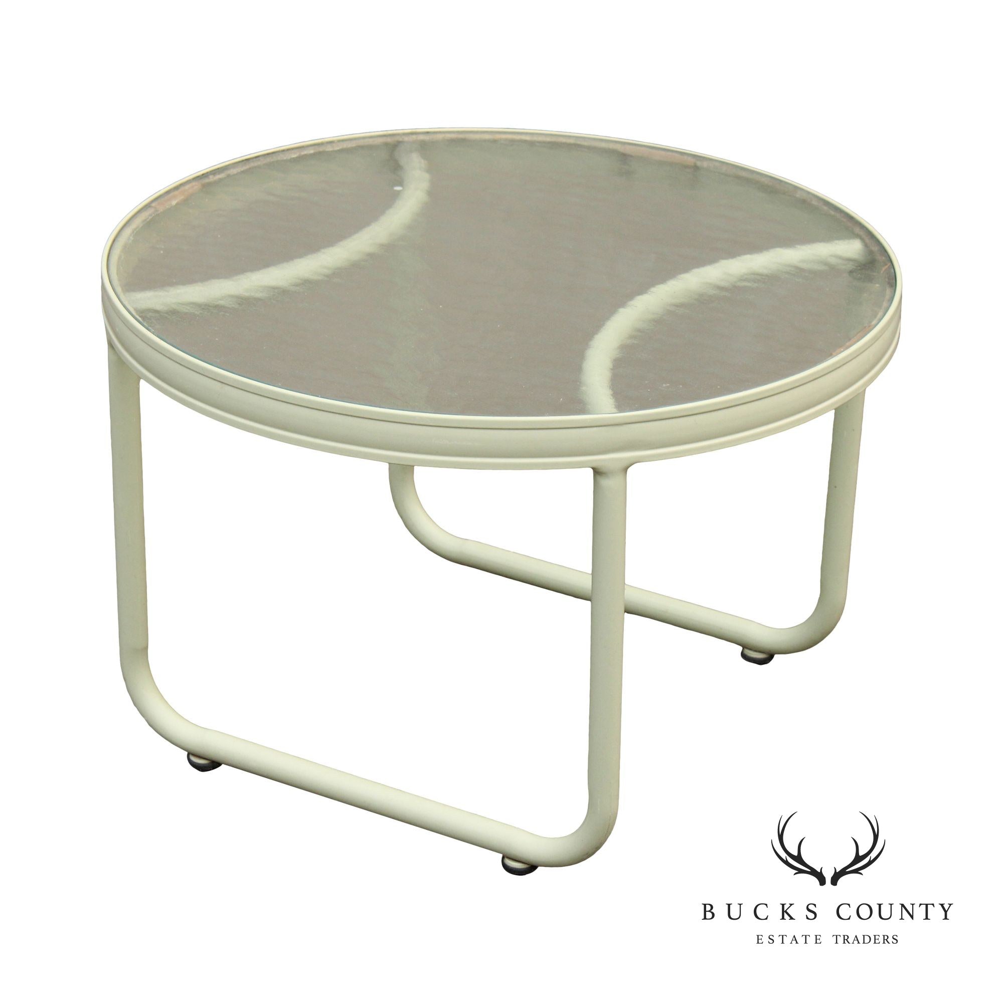 Modern Round Glass Top Outdoor Patio Accent Table