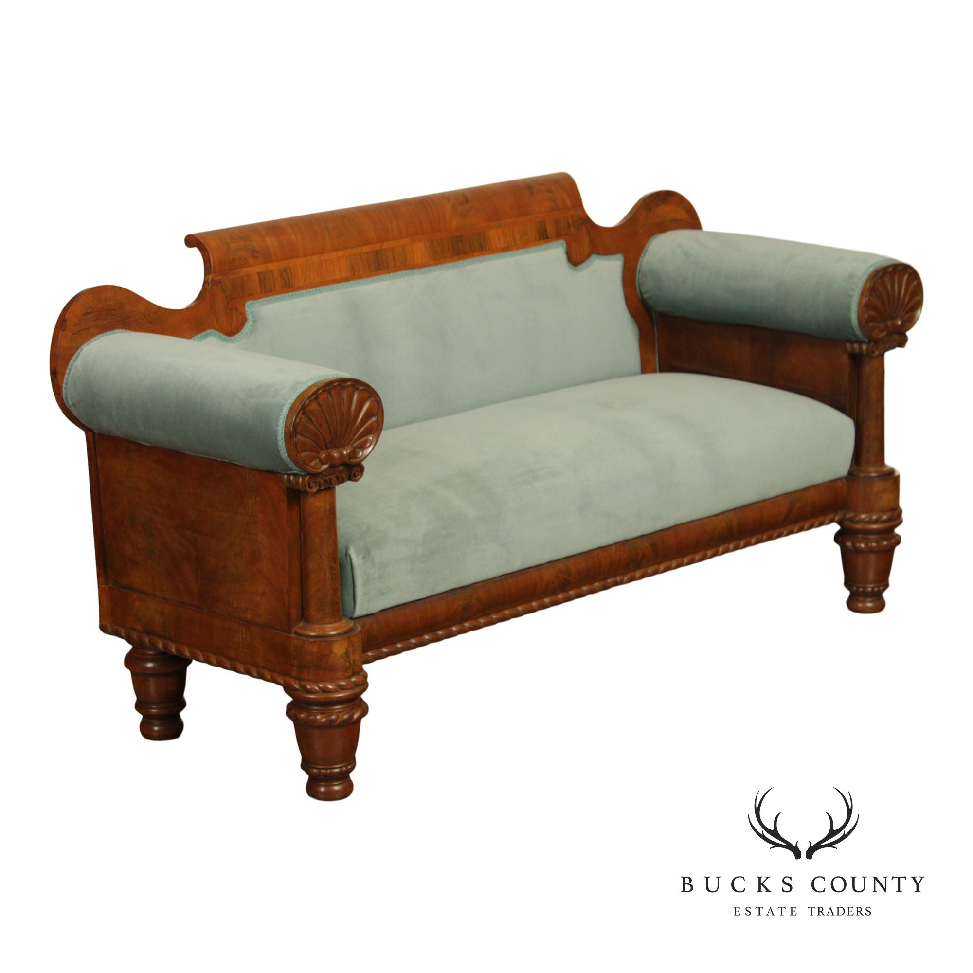 Antique American Empire Carved Mahogany Sofa