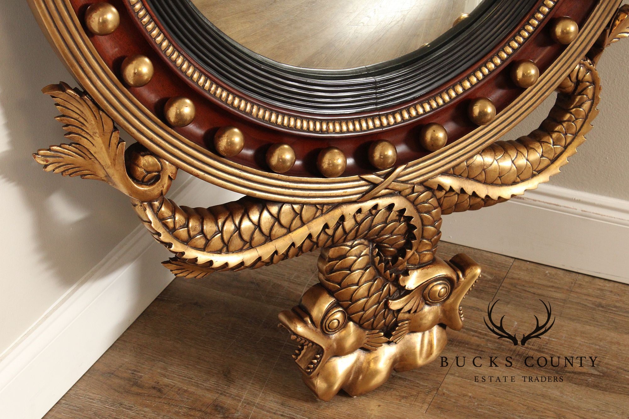 Victoria Collection Federal Style Large Convex Wall Mirror