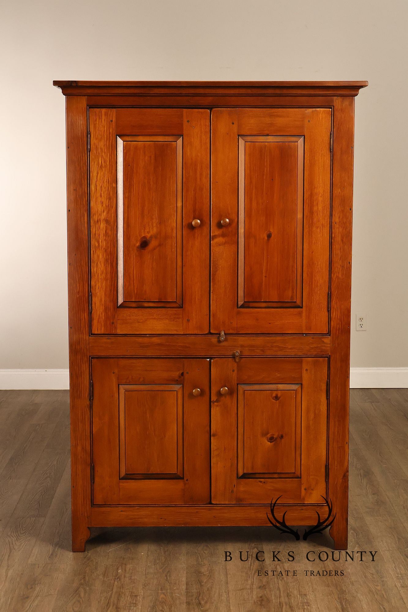 Vintage Rustic Pine Armoire Cabinet