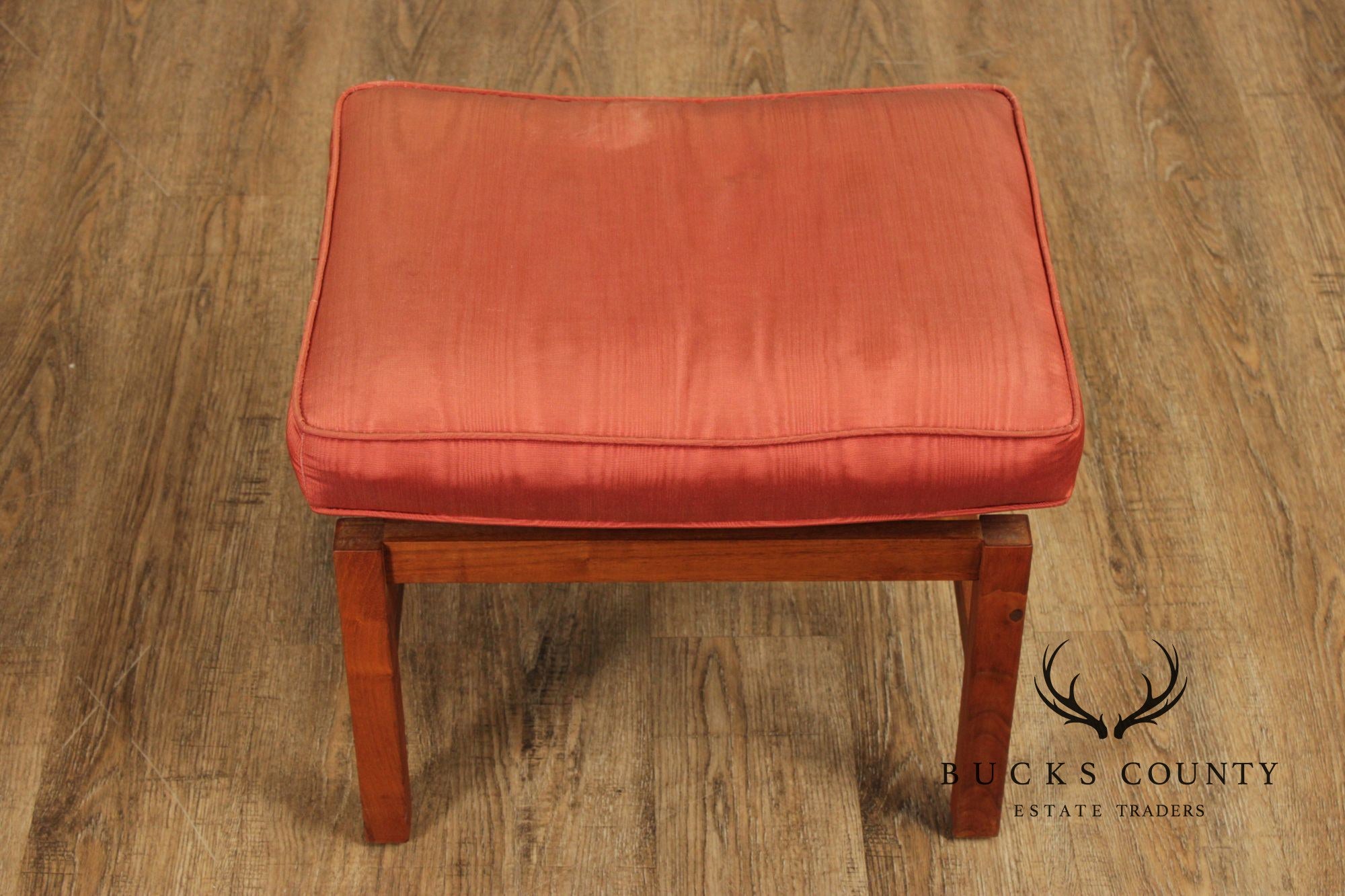 Jens Risom Mid Century Modern Pair Of Walnut Stools