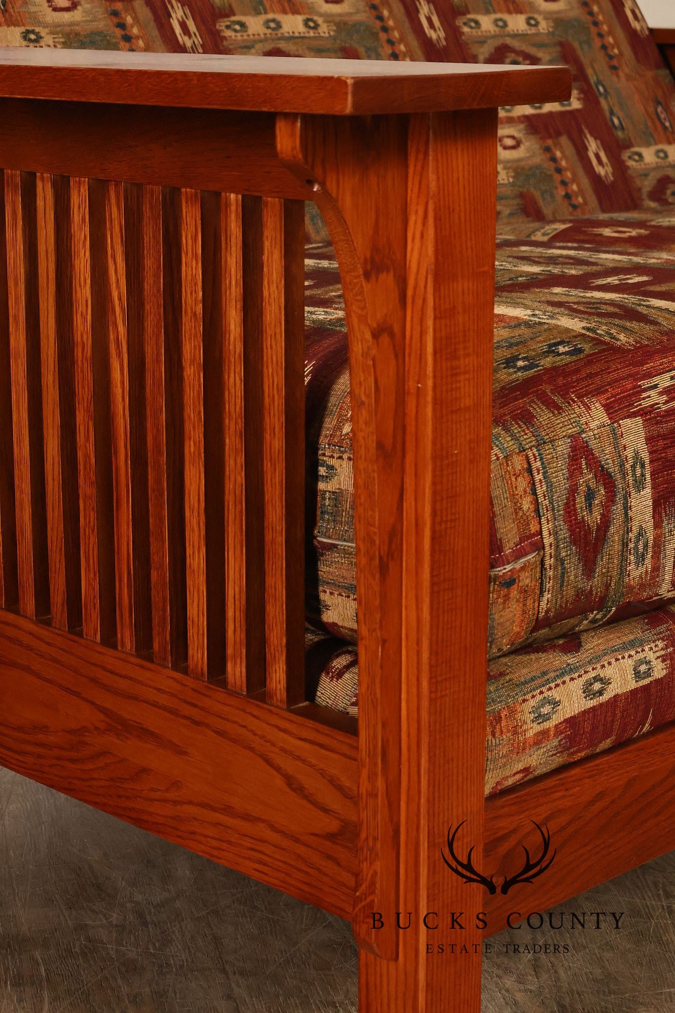 Bassett Furniture Mission Style Oak Spindle Settee
