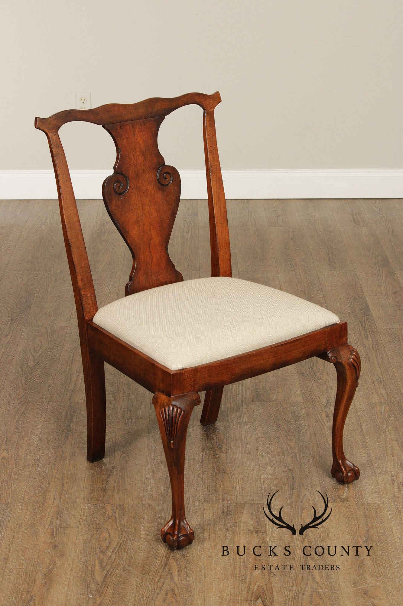 Ralph Lauren Georgian Style Set Of Eight Carved Dining Chairs