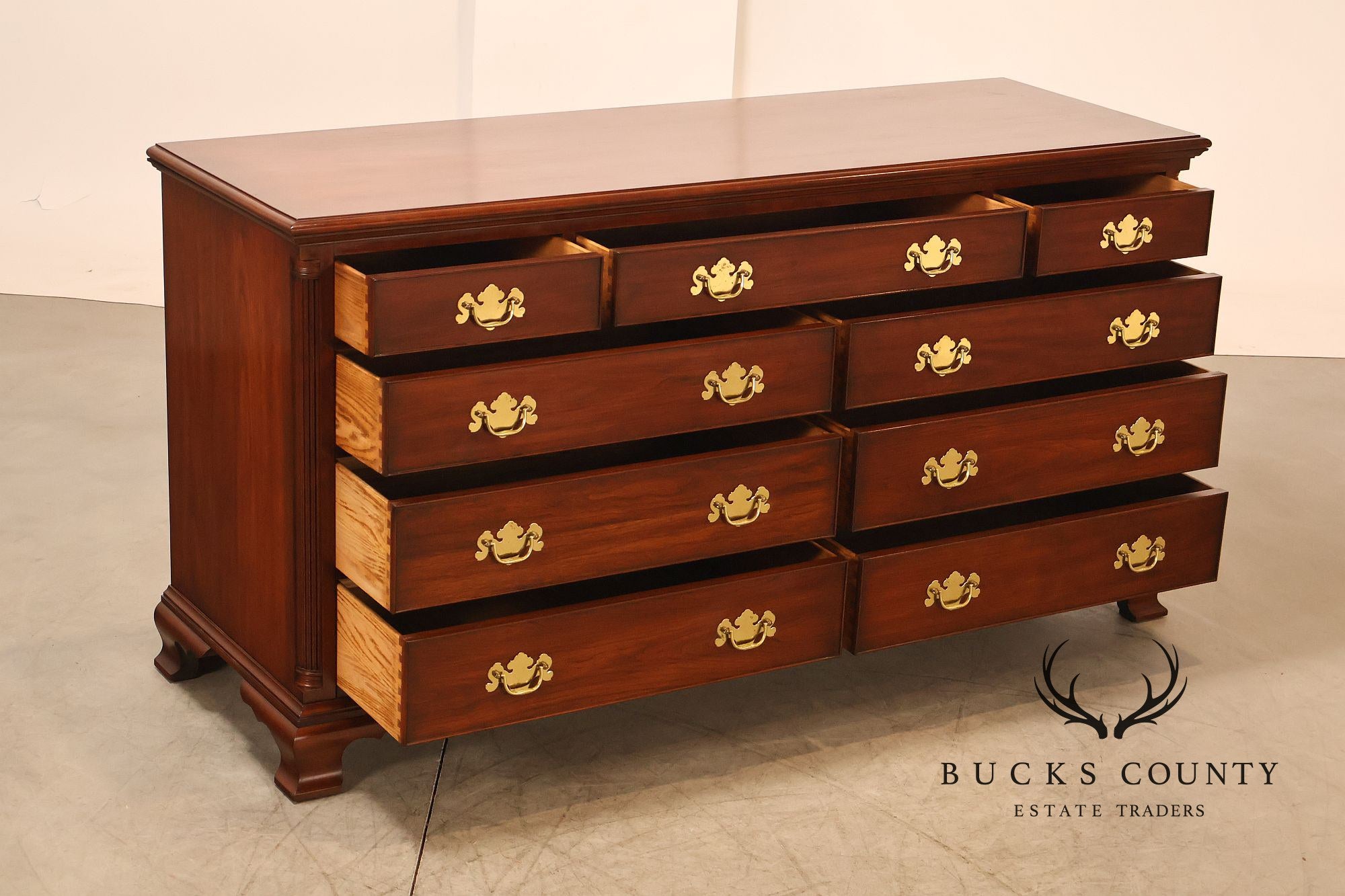 Henkel Harris Chippendale Style Cherry Double Dresser