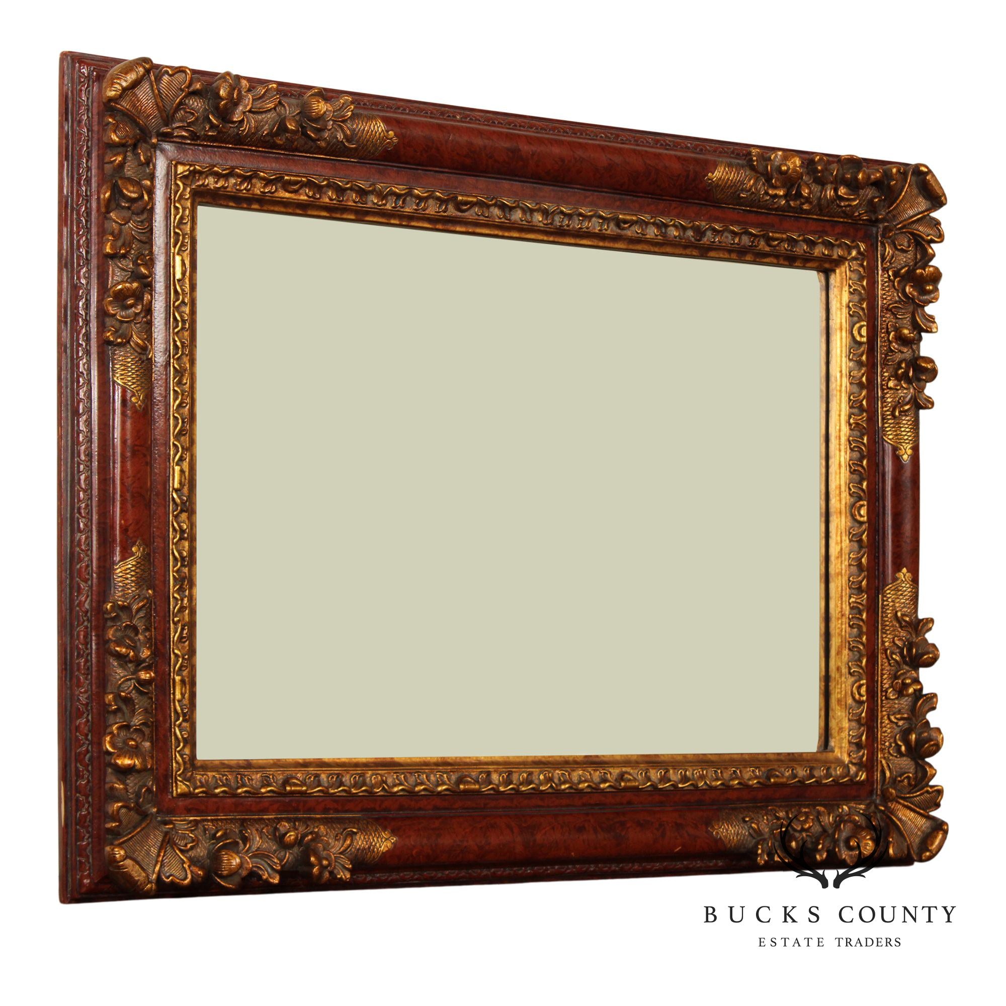 Italian Rococo Style Partial Gilt Carved Frame Wall Mirror