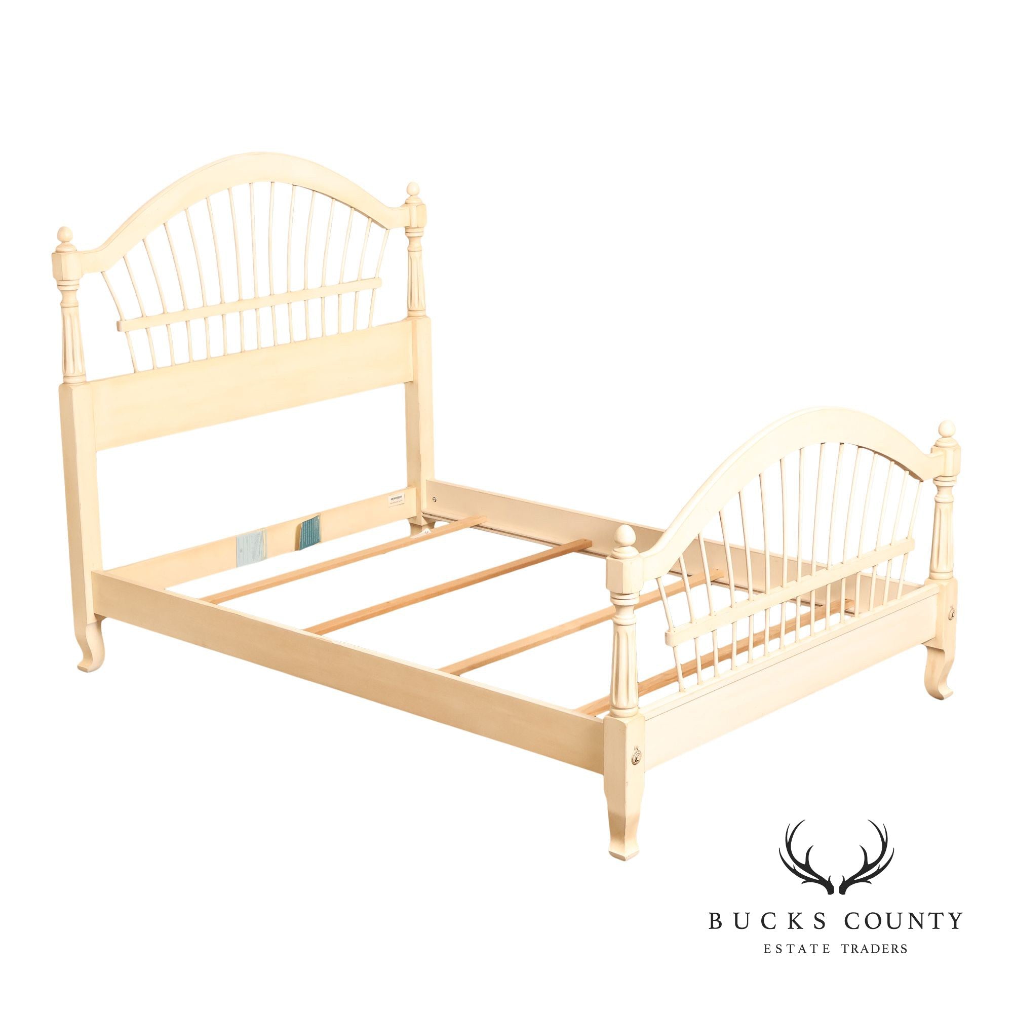 Ethan Allen French Country Style Cream Painted Full Spindle Bedframe