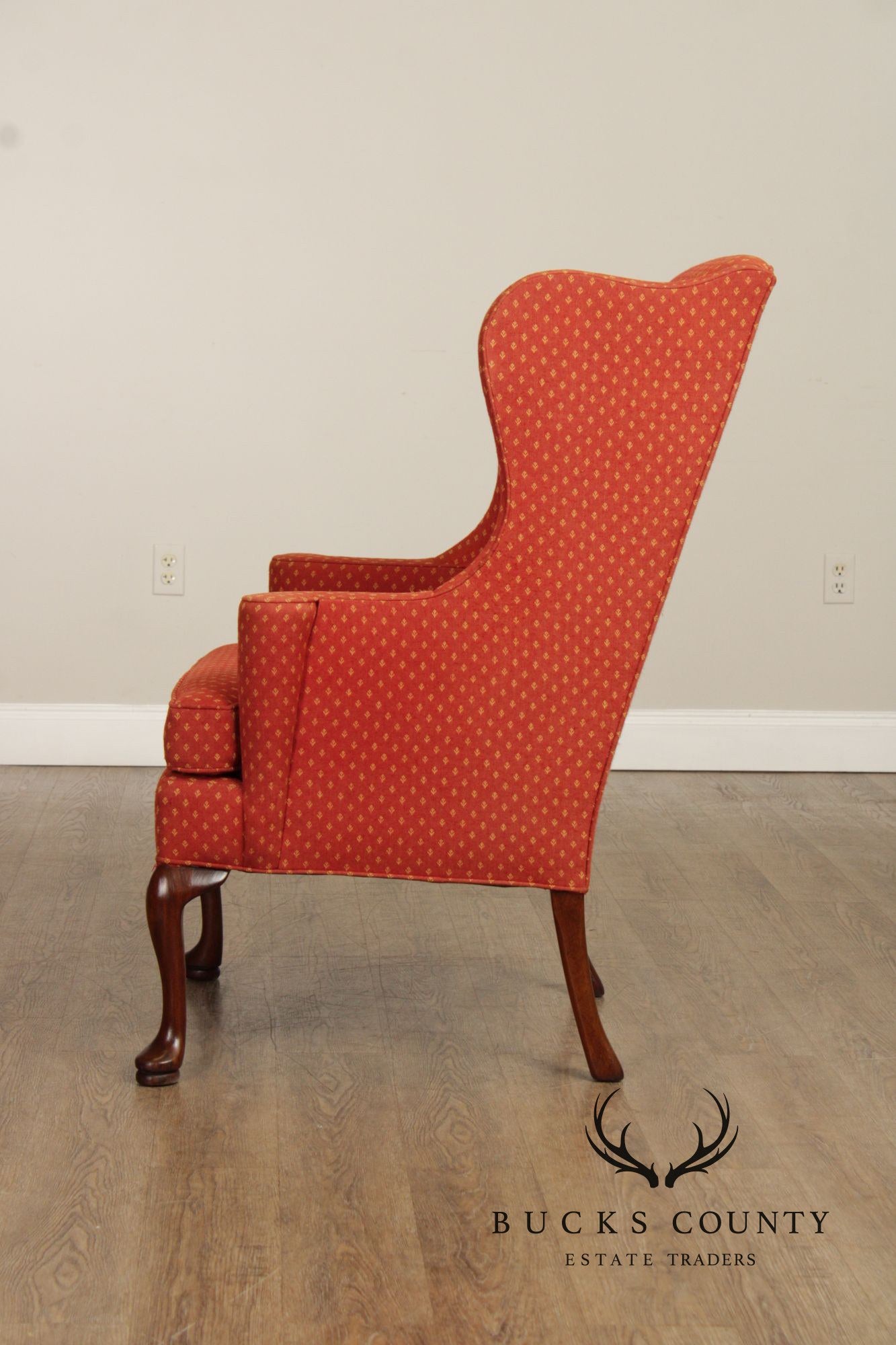 Hickory Chair Vintage Pair Of Queen Anne Style Wing Chairs