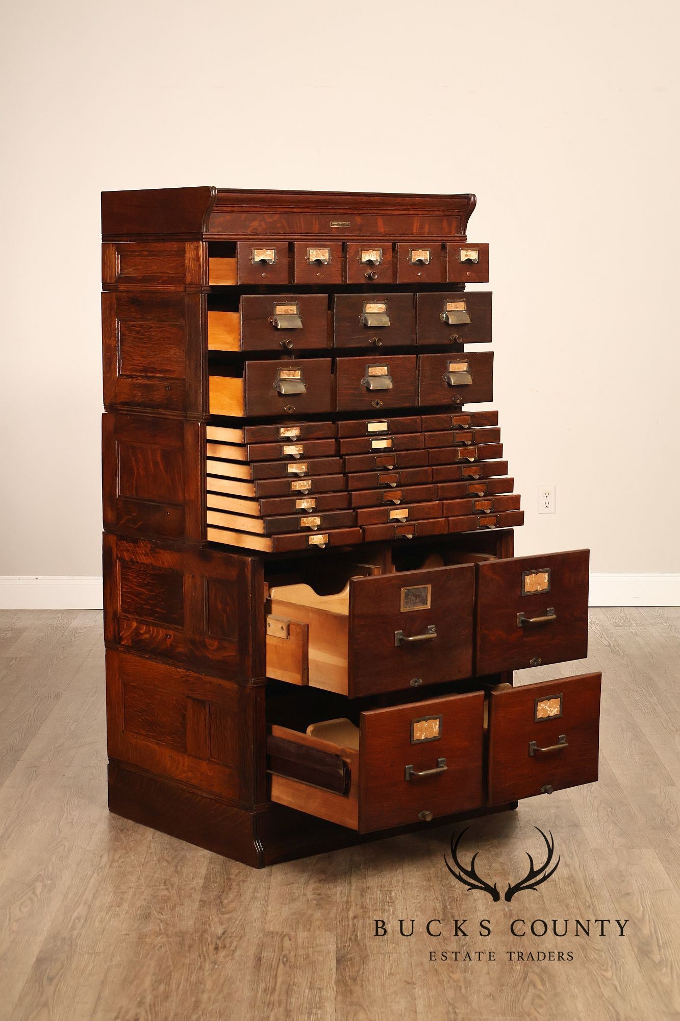 Yawman & Erbe Antique Oak Multi-Drawer File Cabinet