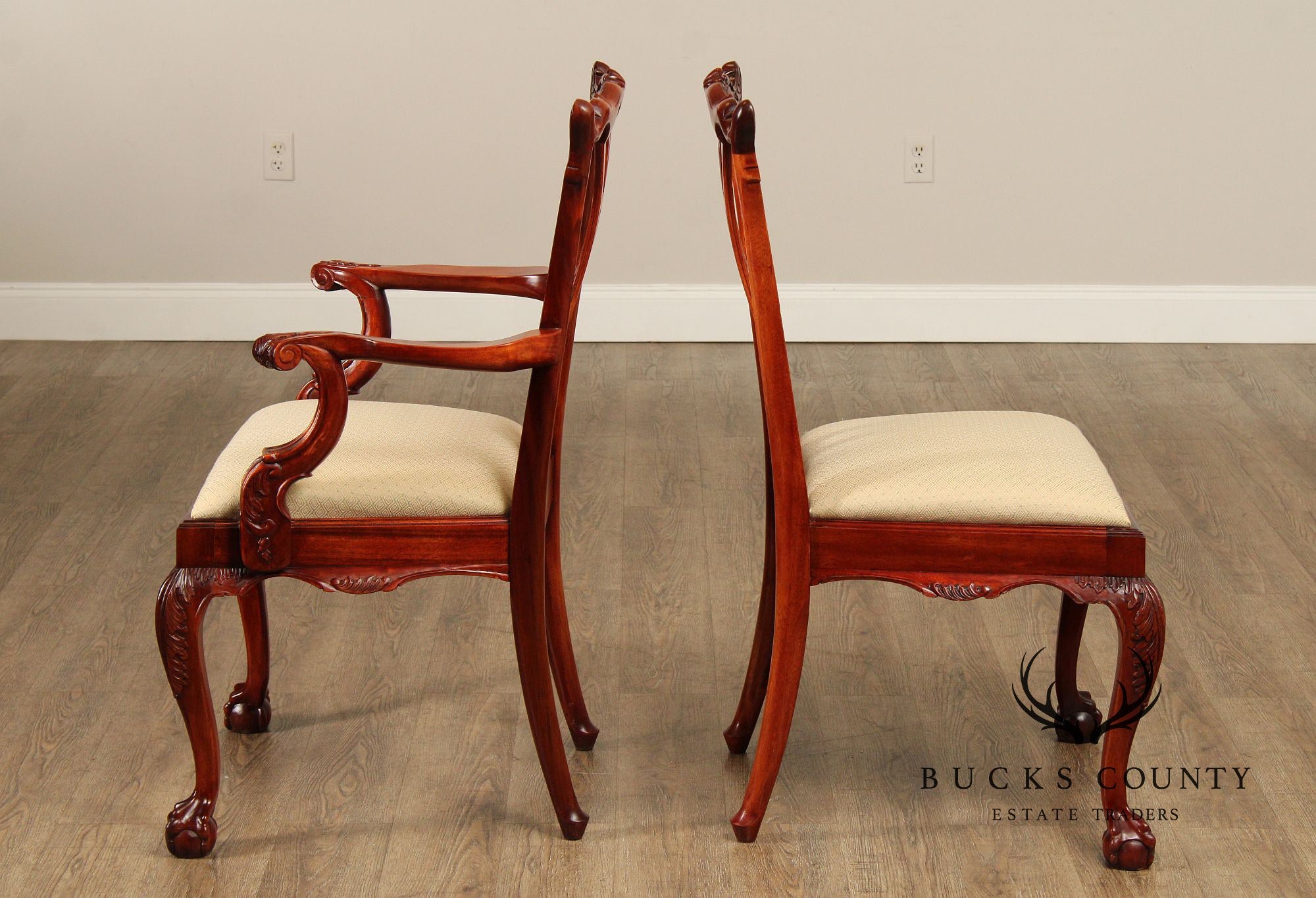 Chippendale Style Set Of Ten Carved Mahogany Dining Chairs