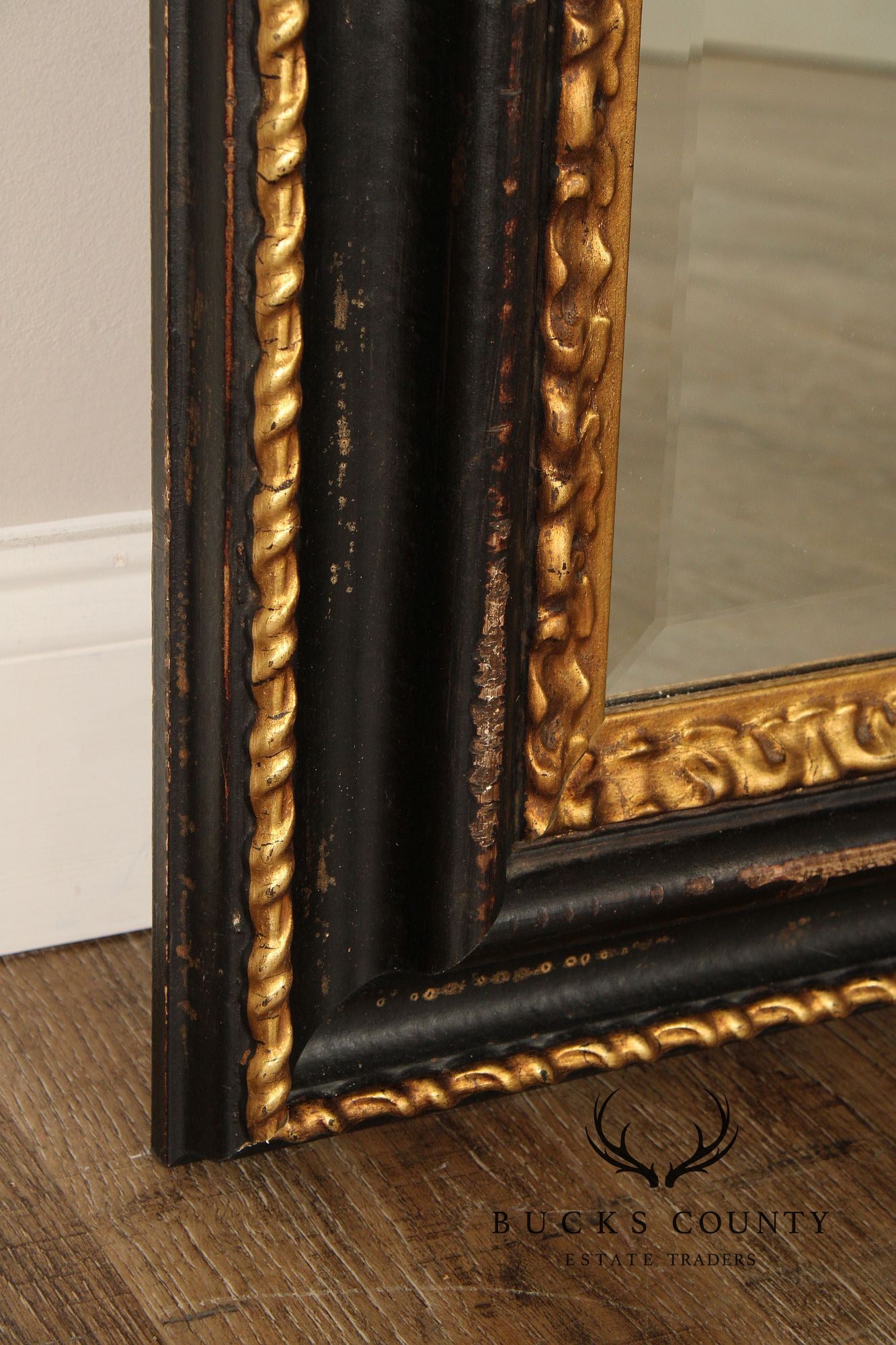 La Marche Ebonized and Partial Gilt Wall Mirror