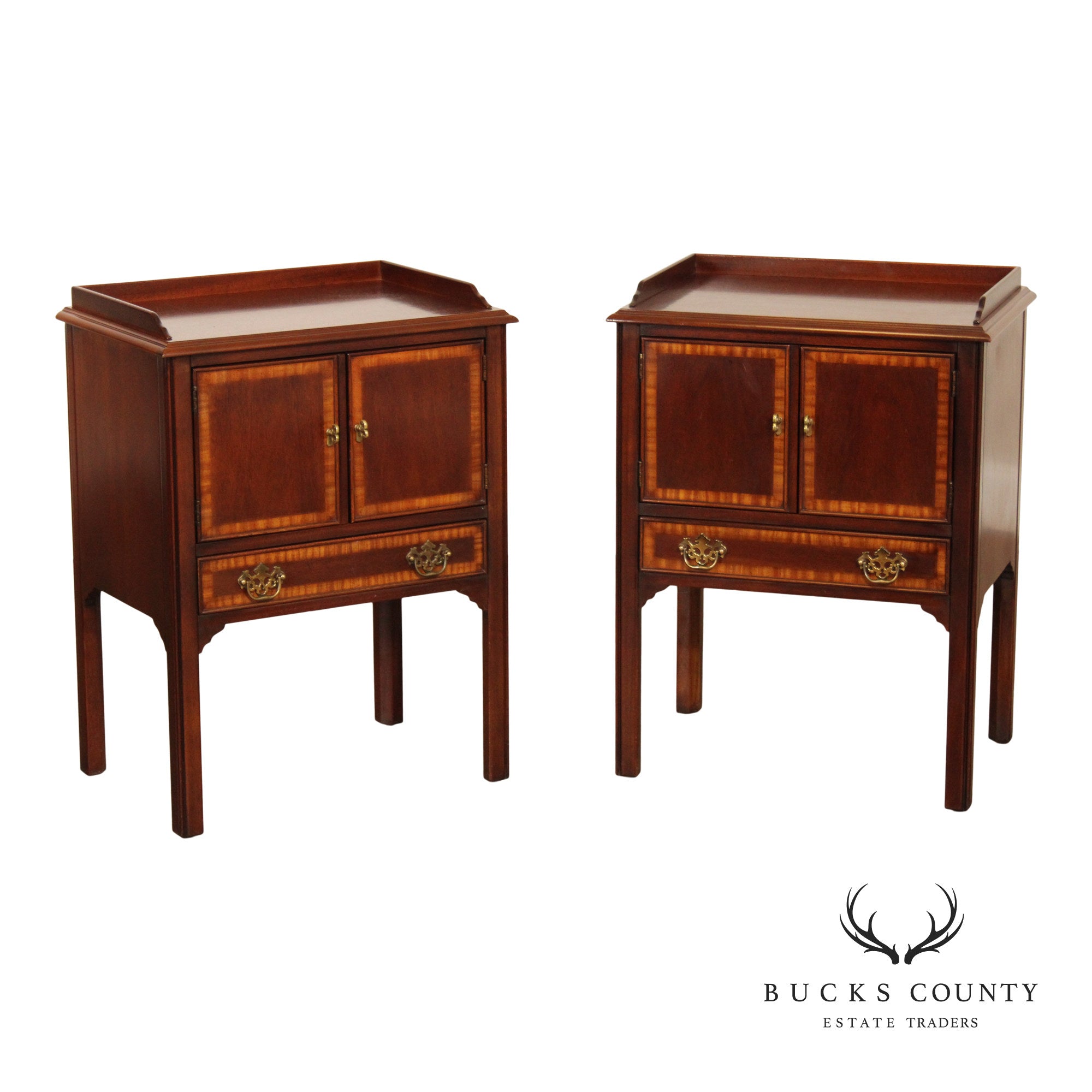 Drexel 18th Century Collection Pair of Mahogany Nightstands