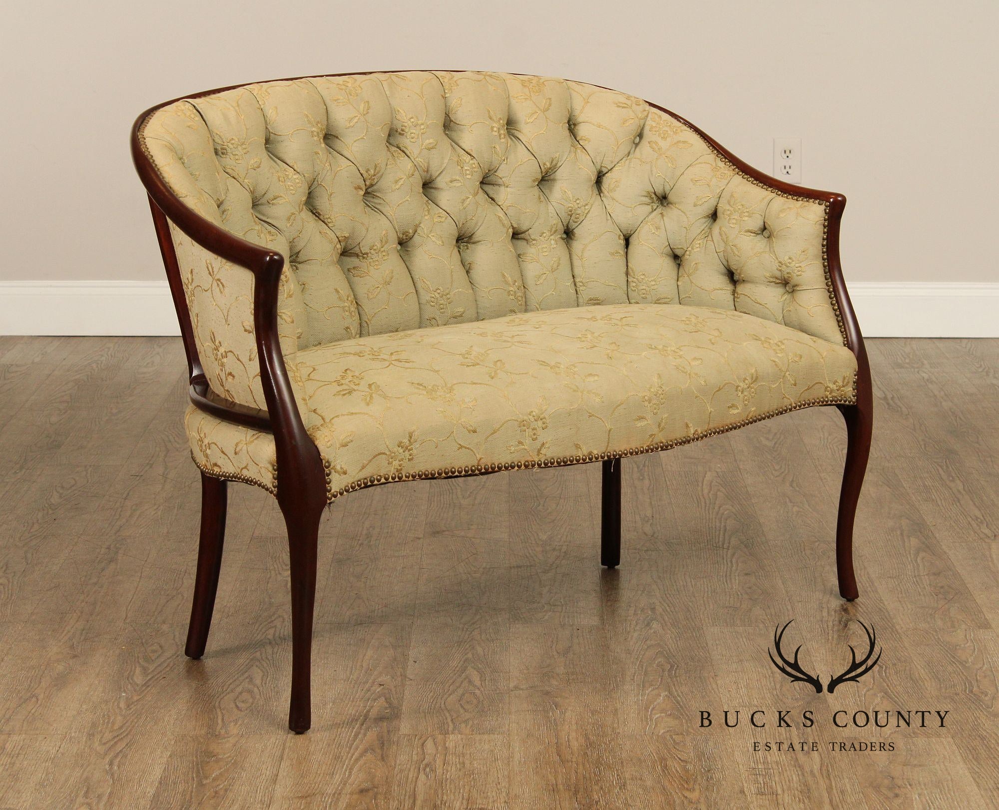 Regency Style Vintage Mahogany Frame Settee