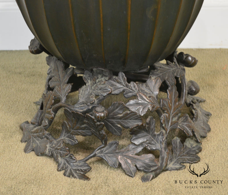 Japanese Antique Vintage Bronze Lotus Urn
