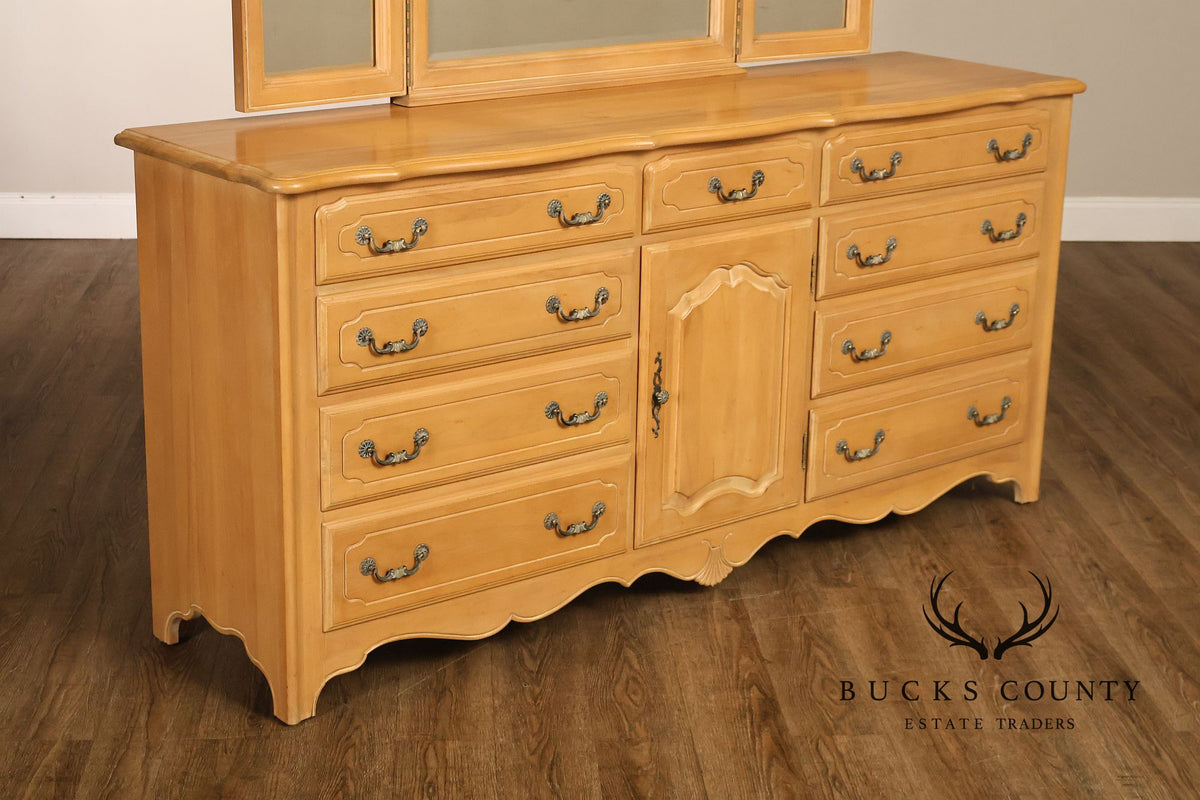 Ethan Allen French Country Style Maple Dresser with Mirror