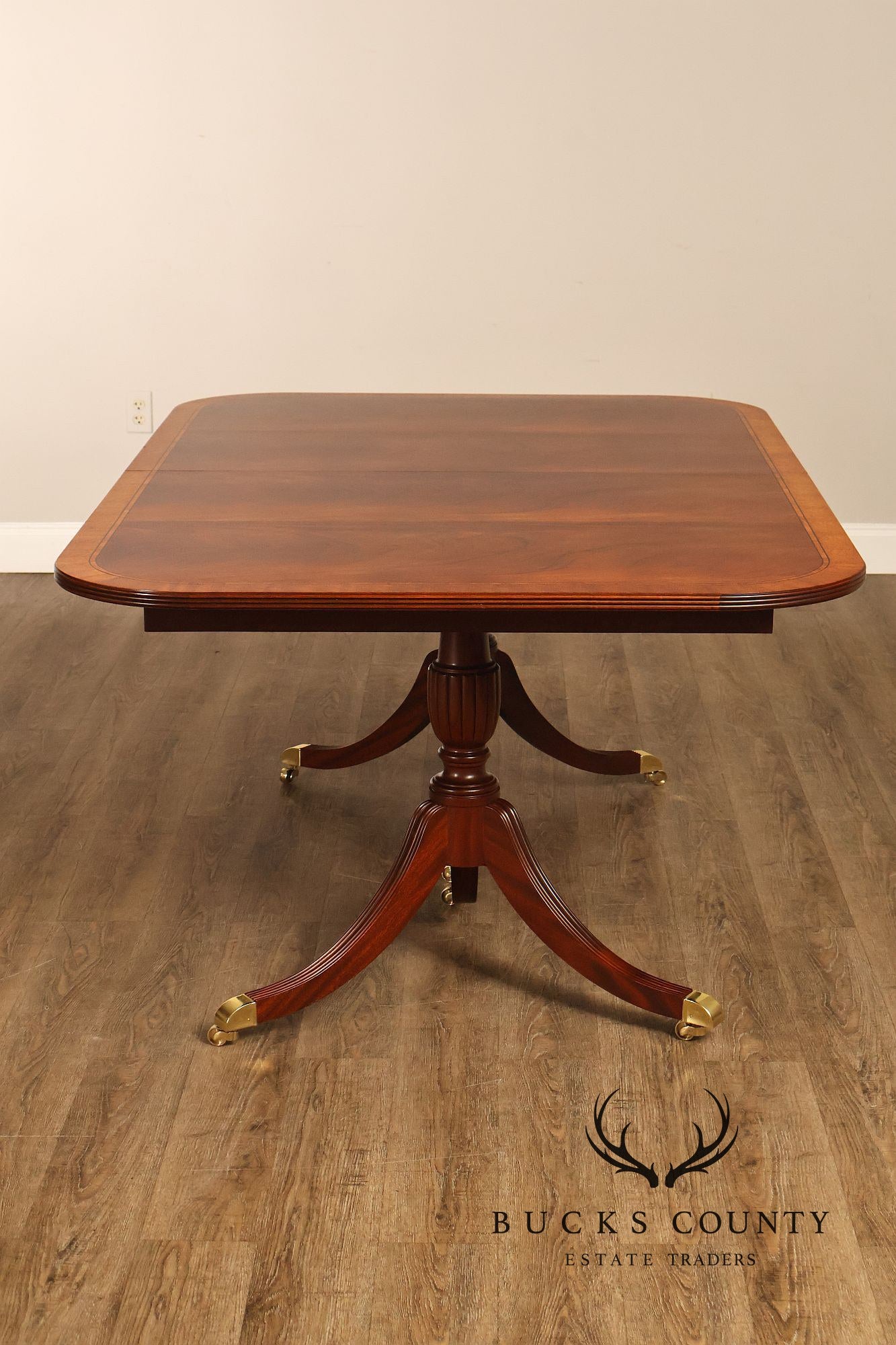 Craftique Mahogany Dining Table With Satin Wood Banding- 4 Leaves