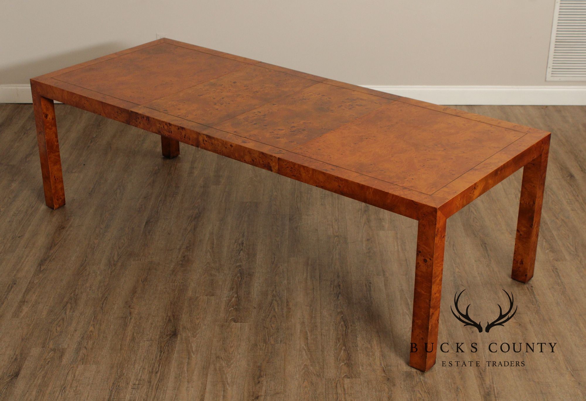 John Stuart Inc. Mid Century Modern Expandable Burlwood Dining Table