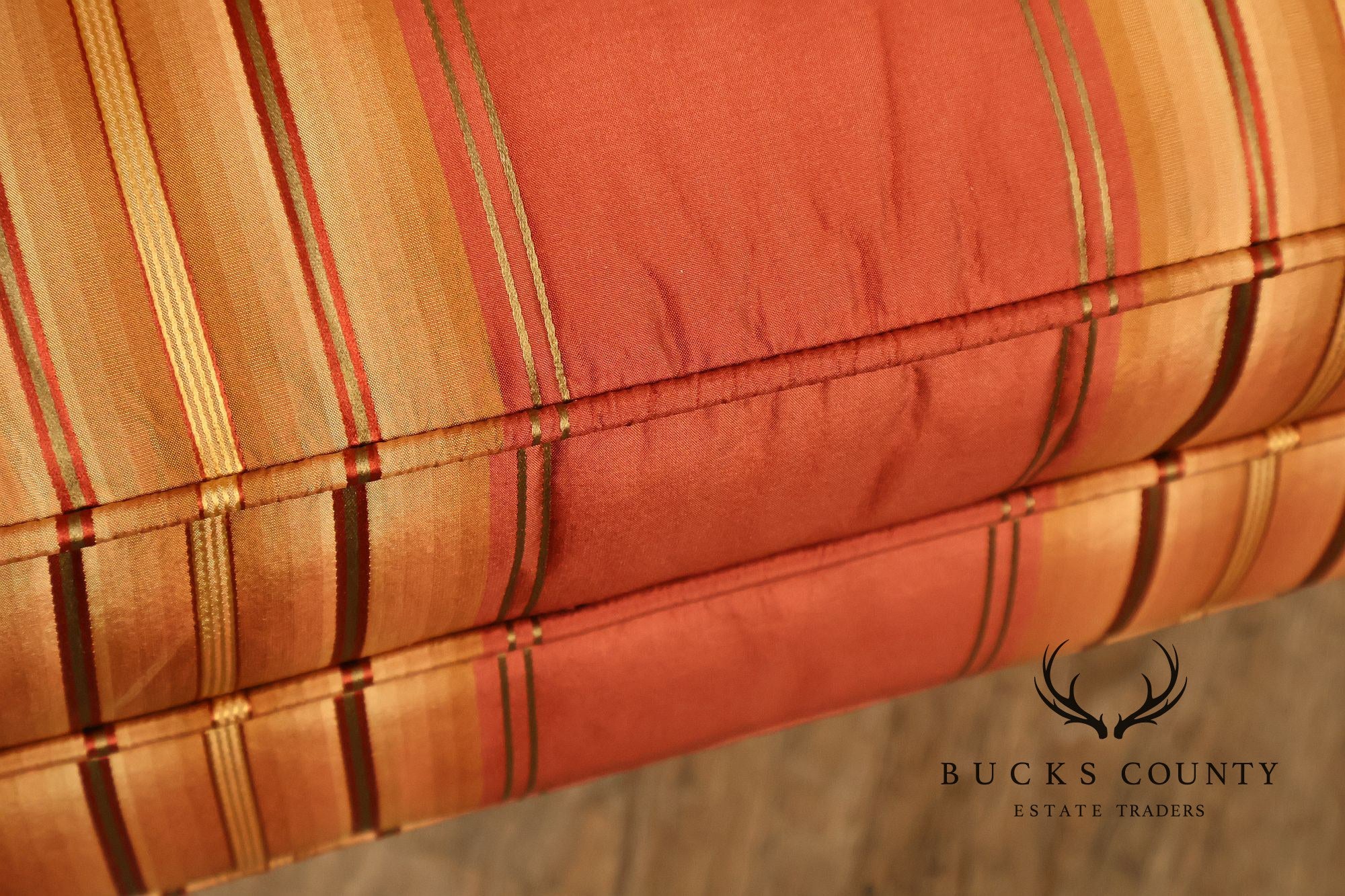 Custom Quality Pair Of Mahogany Fanback Wing Chairs