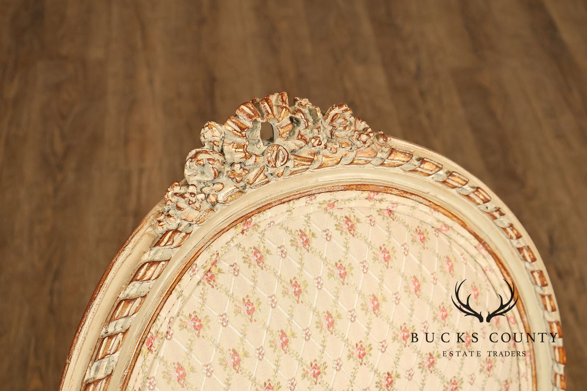 French Louis XVI Style Pair of Cream Painted Armchairs