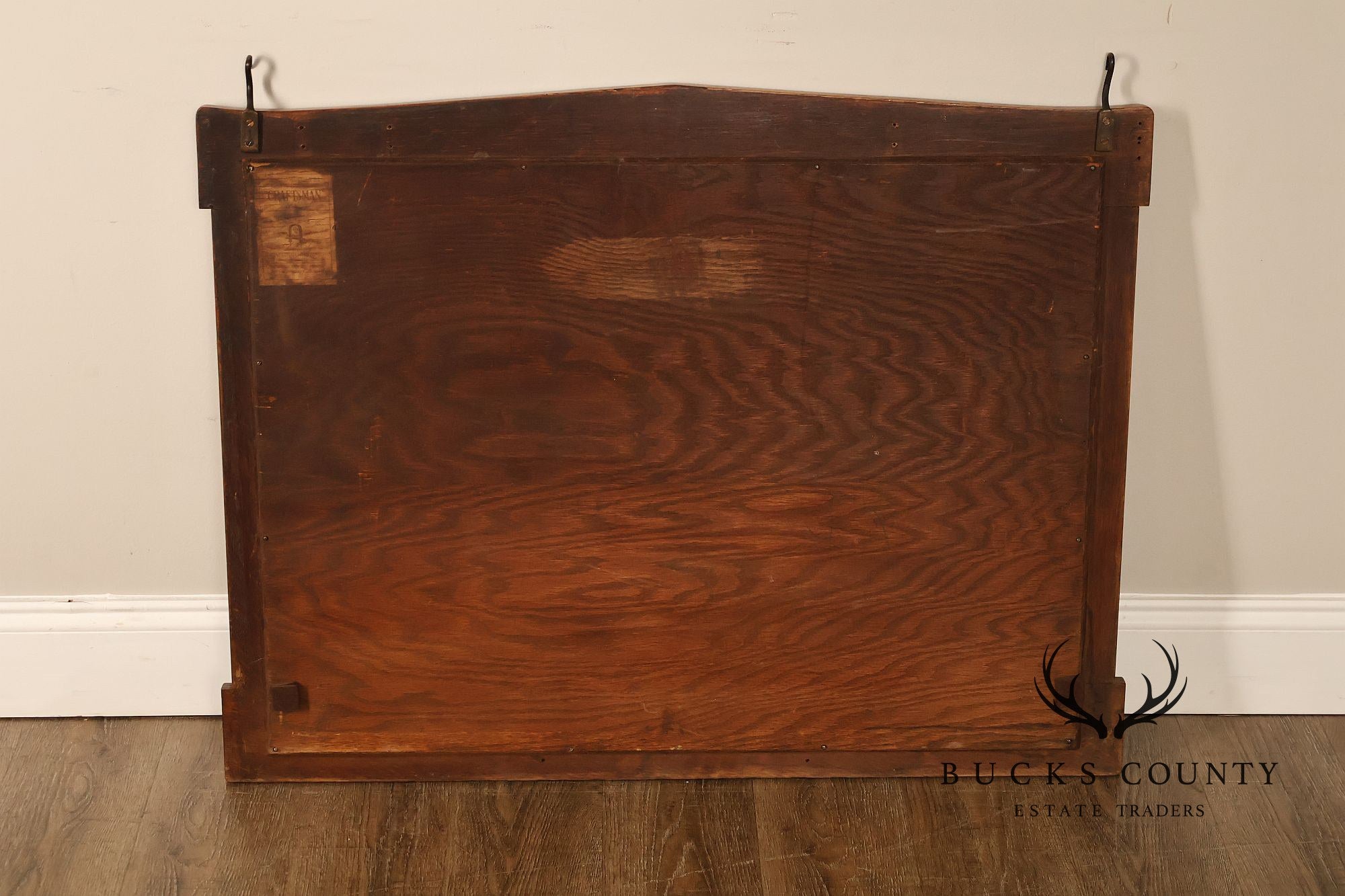 Gustav Stickley Antique Mission Oak Wall Mirror With Coat Hooks #66