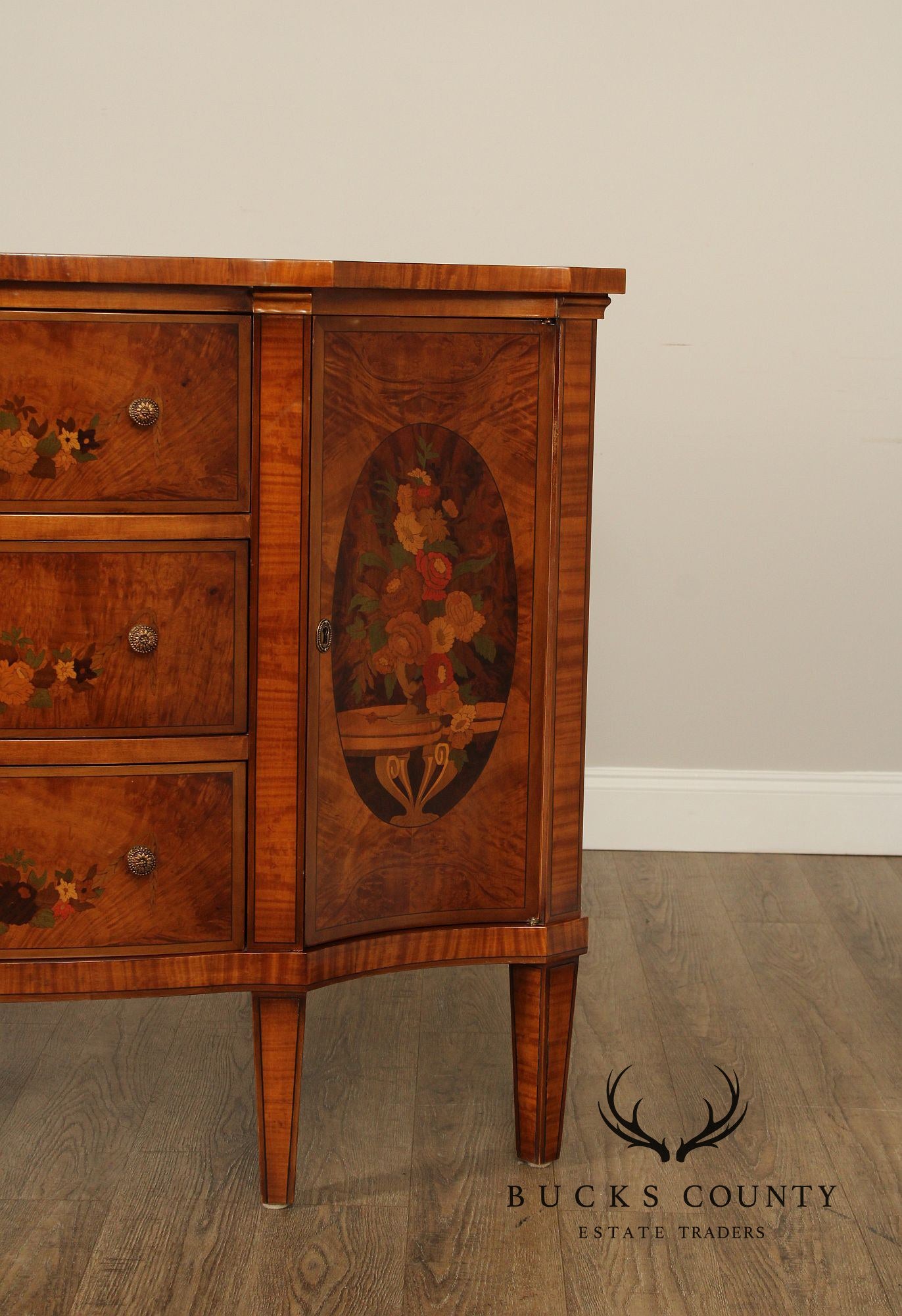 Italian Neoclassical Style Marquetry Inlaid Sideboard Server