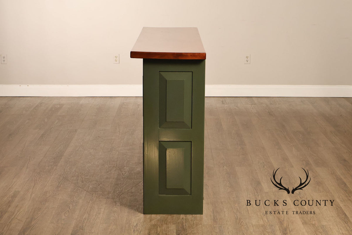 Custom Painted Wood Bar With Solid Wood Top