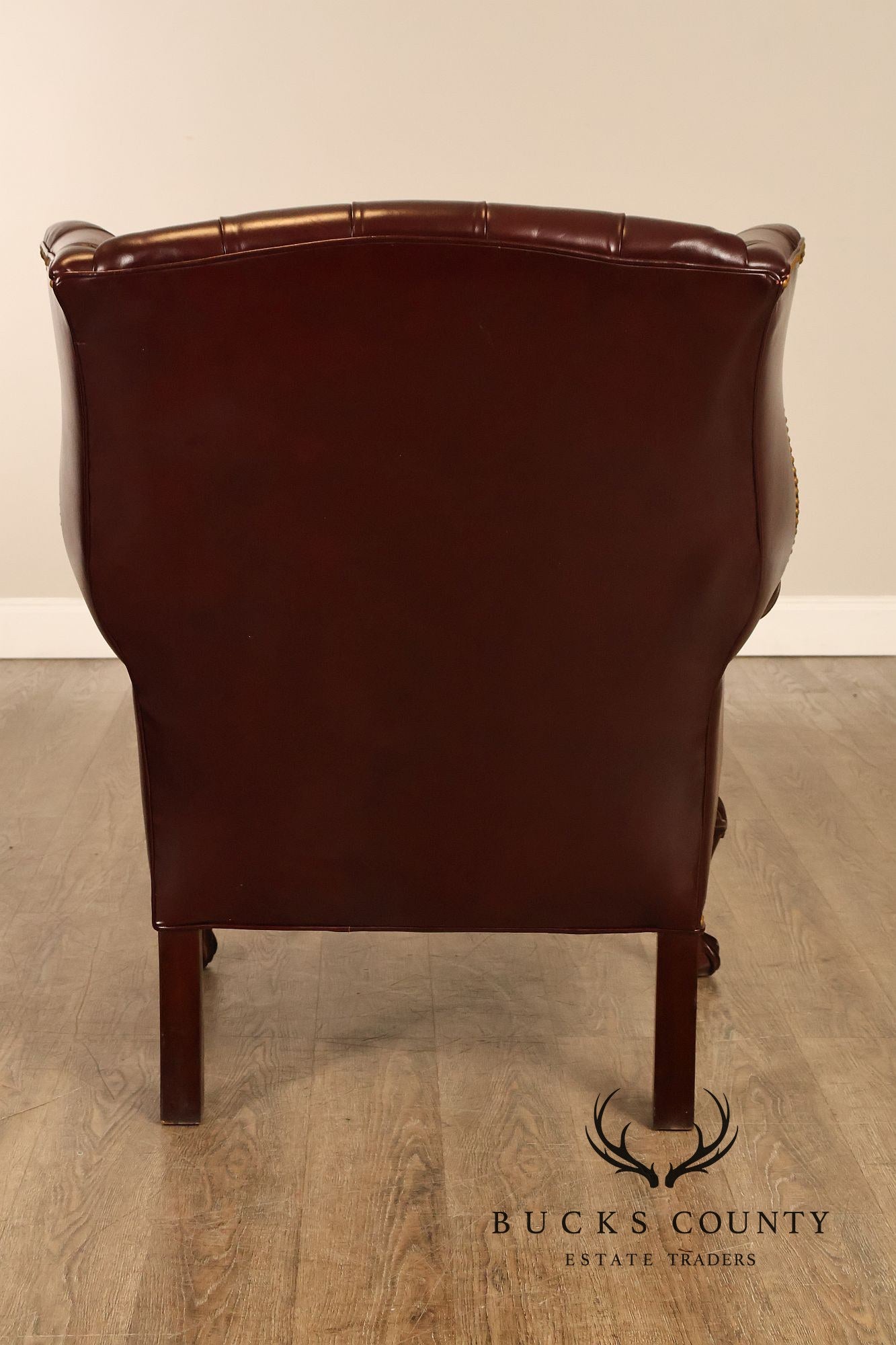 Leathercraft Chesterfield Style Tufted Oxblood Leather Wing Chair