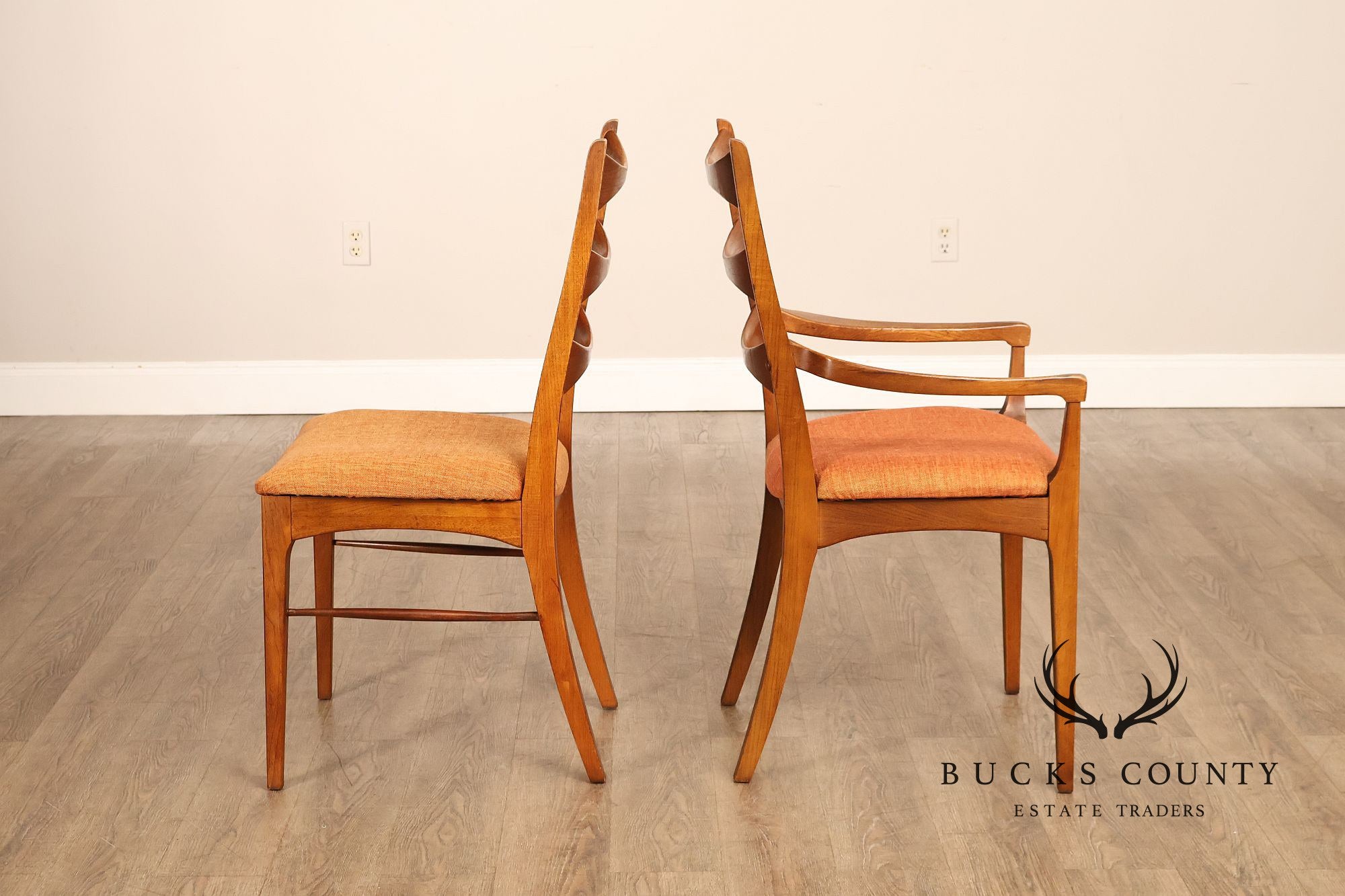 Lane Rhythm Mid Century Modern Set Of Six Walnut Dining Chairs