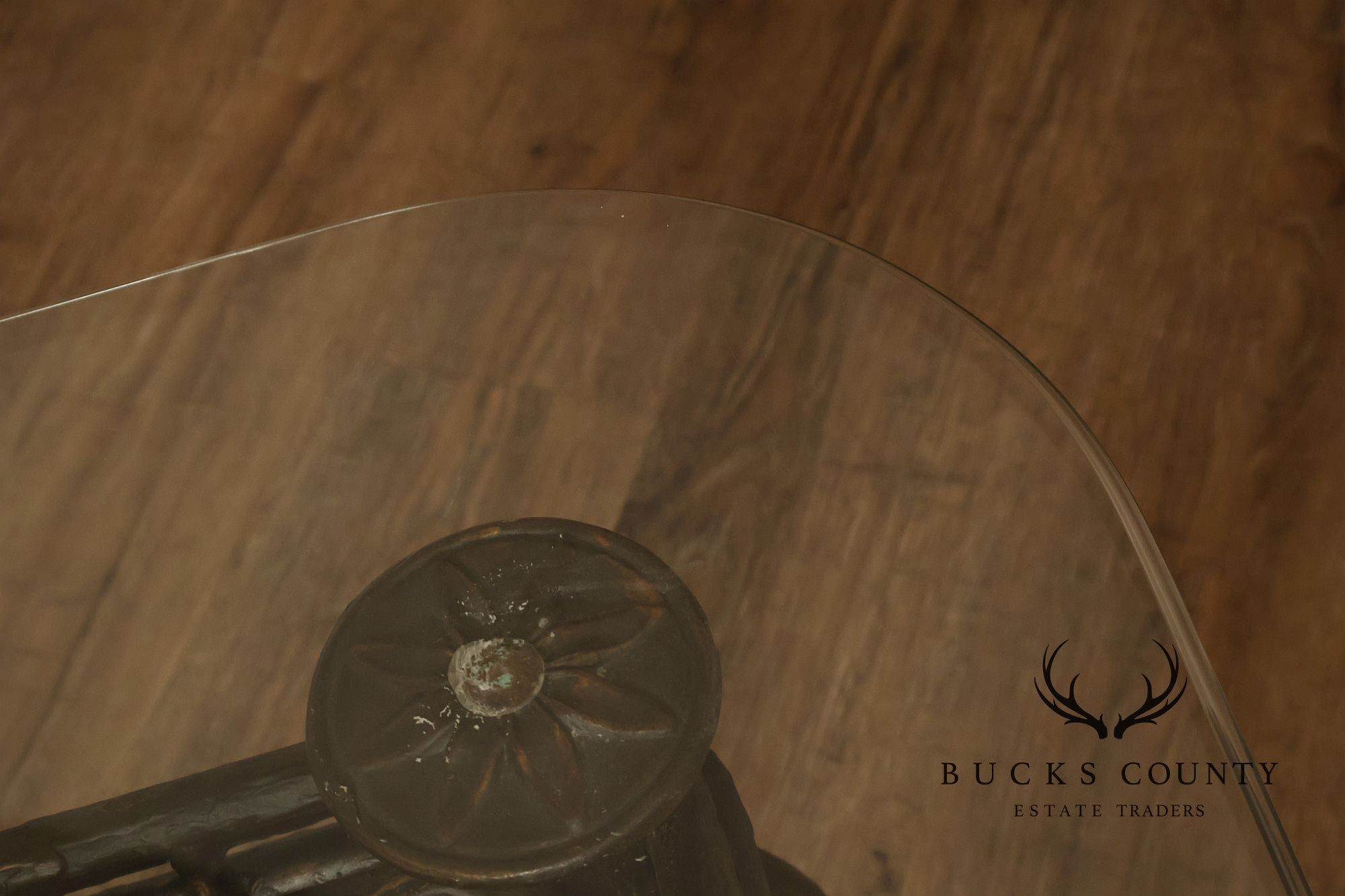 Neoclassical Style Iron And Glass Coffee Table