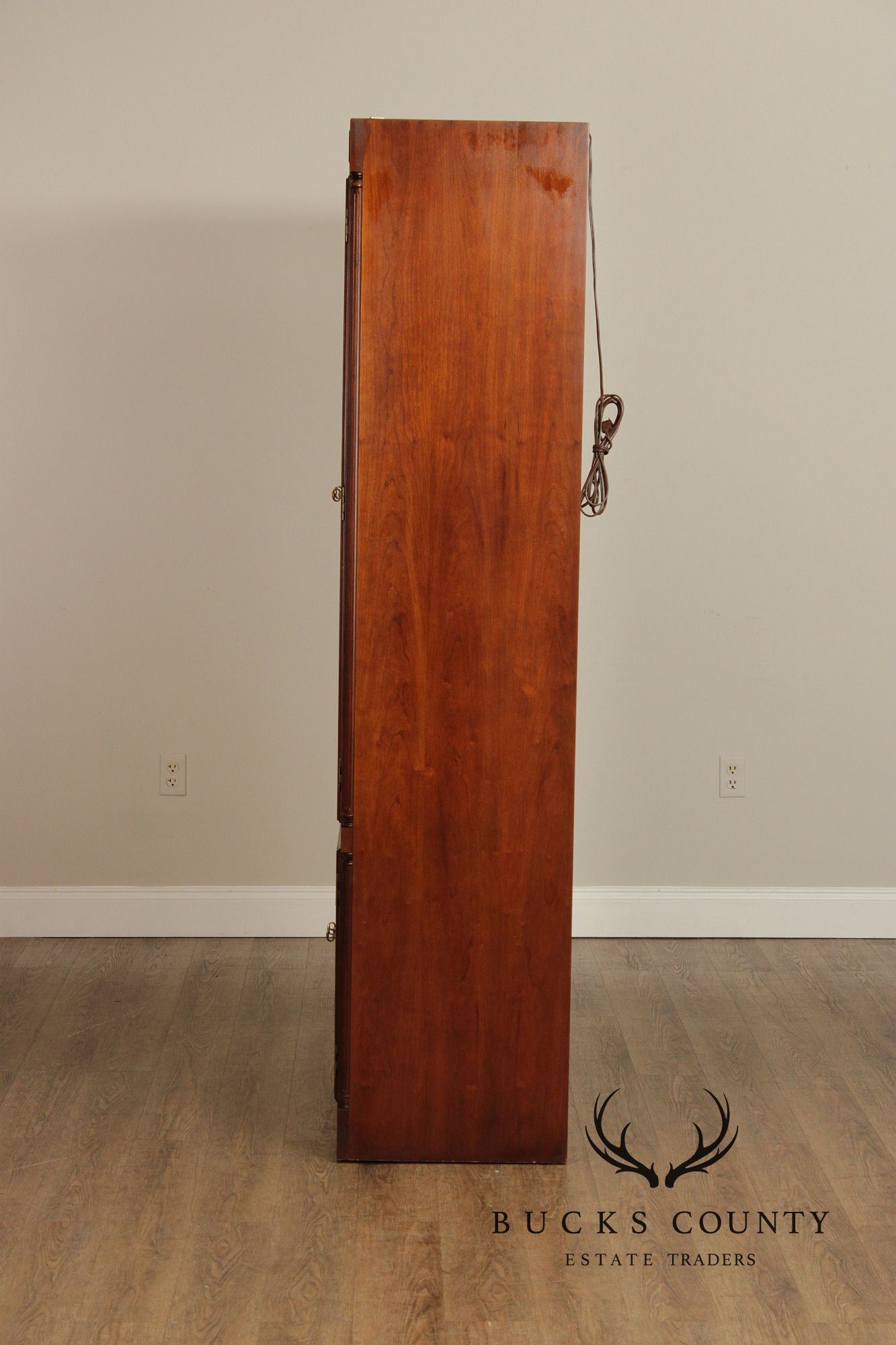 Traditional Pair of Cherry Glass Door Bookcases