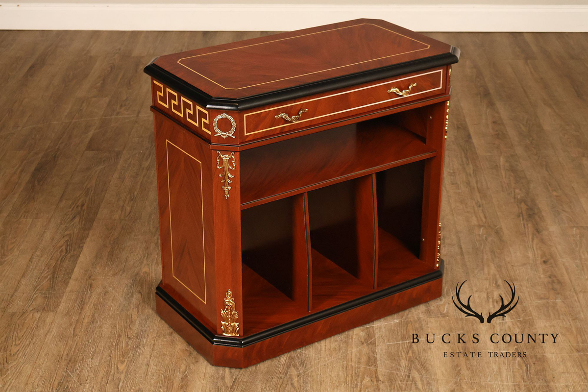 Neoclassical Empire Style Greek Key Mahogany Telephone Stand Cabinet