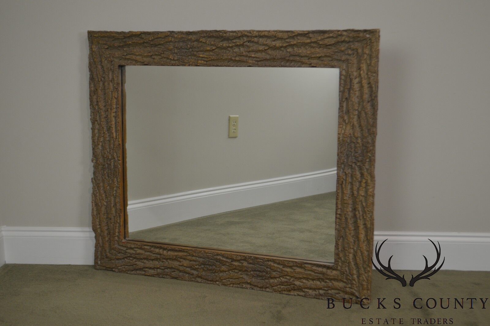 Faux Tree Bark Rectangular Wall Mirror