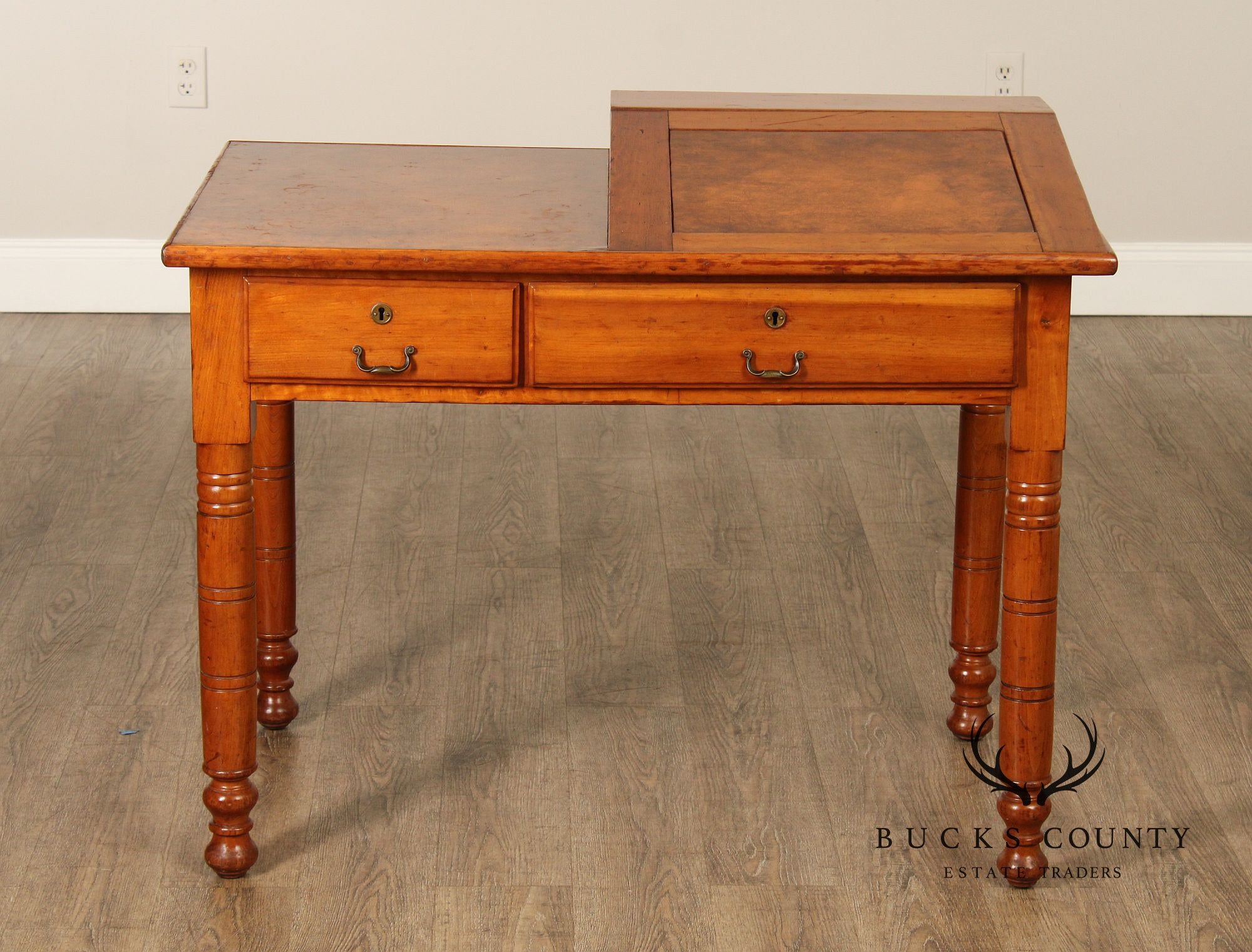 Antique Early American Applewood Slant Top Writing Desk