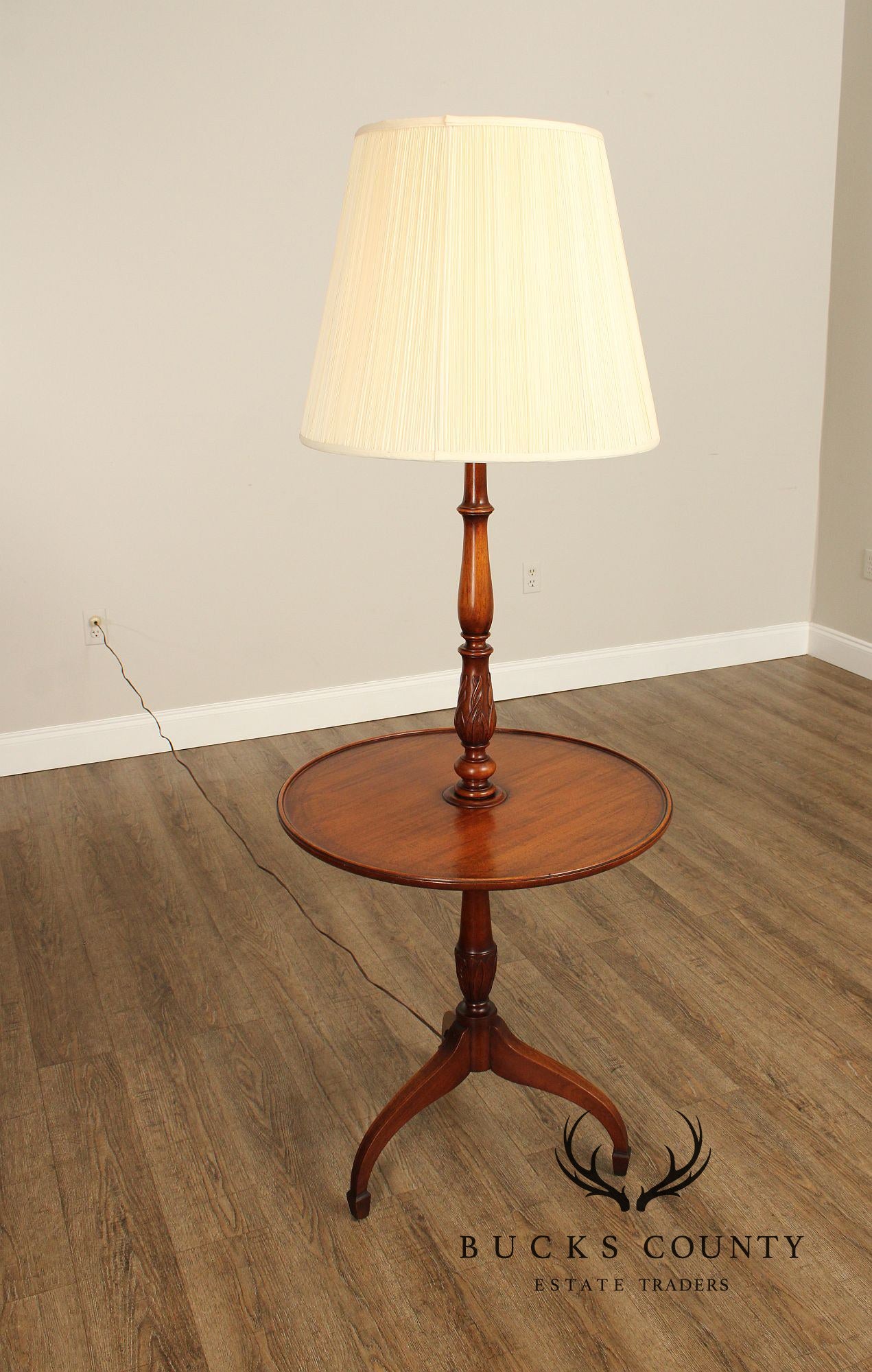 Federal Style Mahogany Floor Lamp Side Table