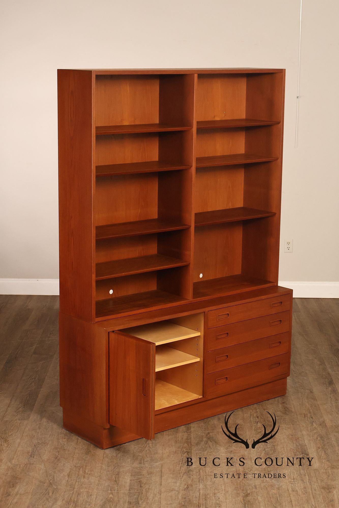 Danish Modern Teak Bookcase Hutch
