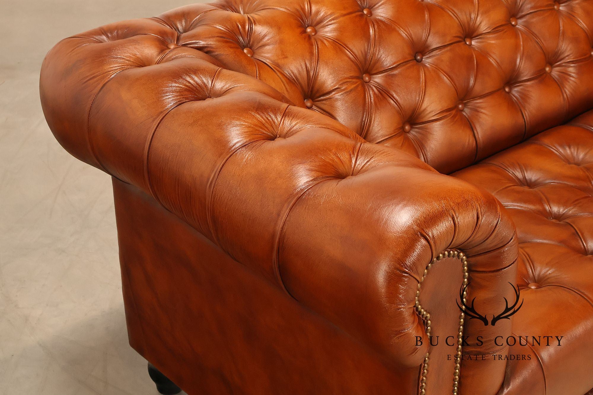 Chesterfield Style Brown Leather Sofa