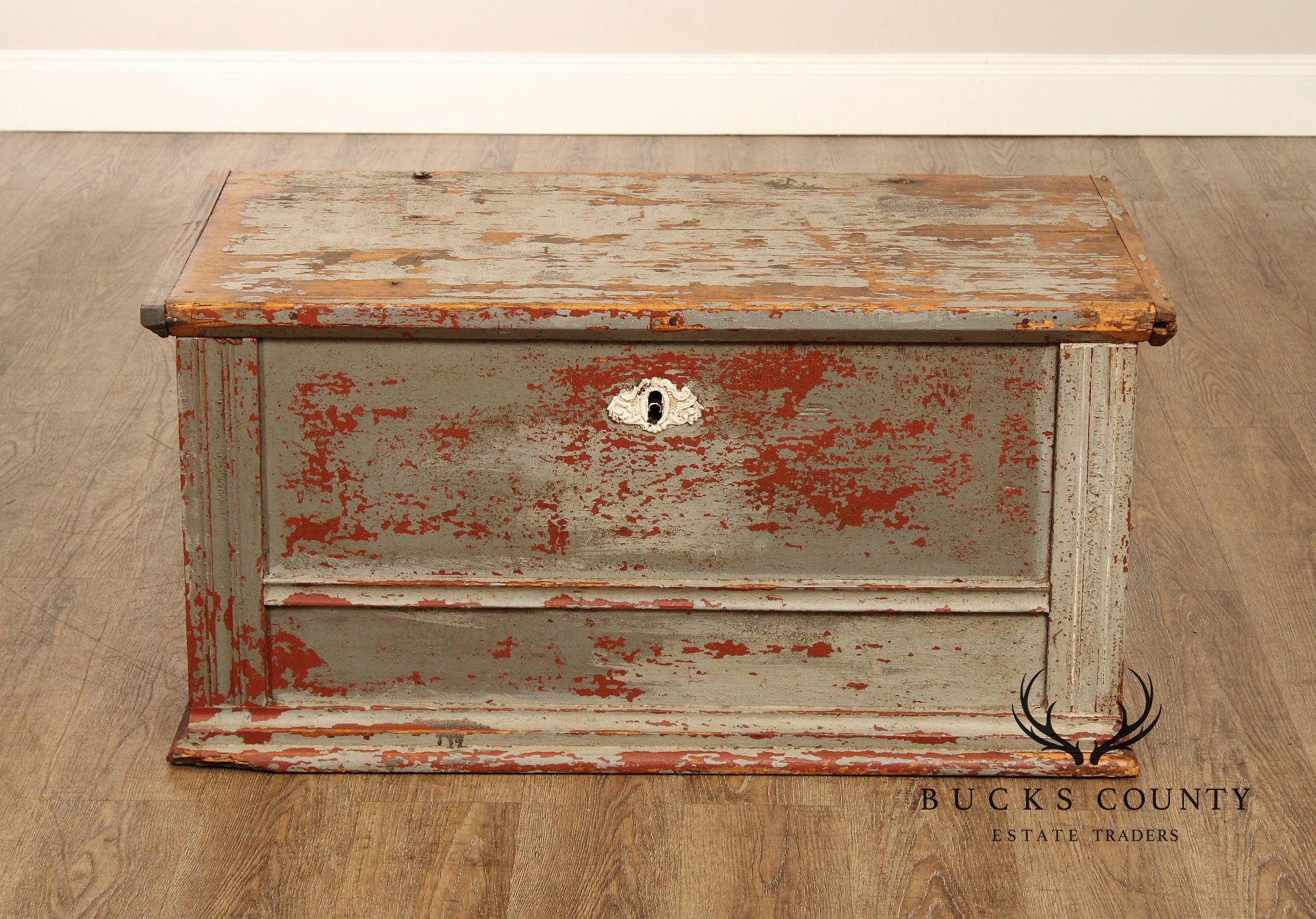 Antique Swedish Painted Pine Blanket Chest