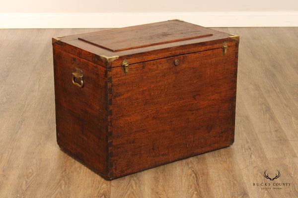 Campaign Style Antique Oak Dovetailed Chest