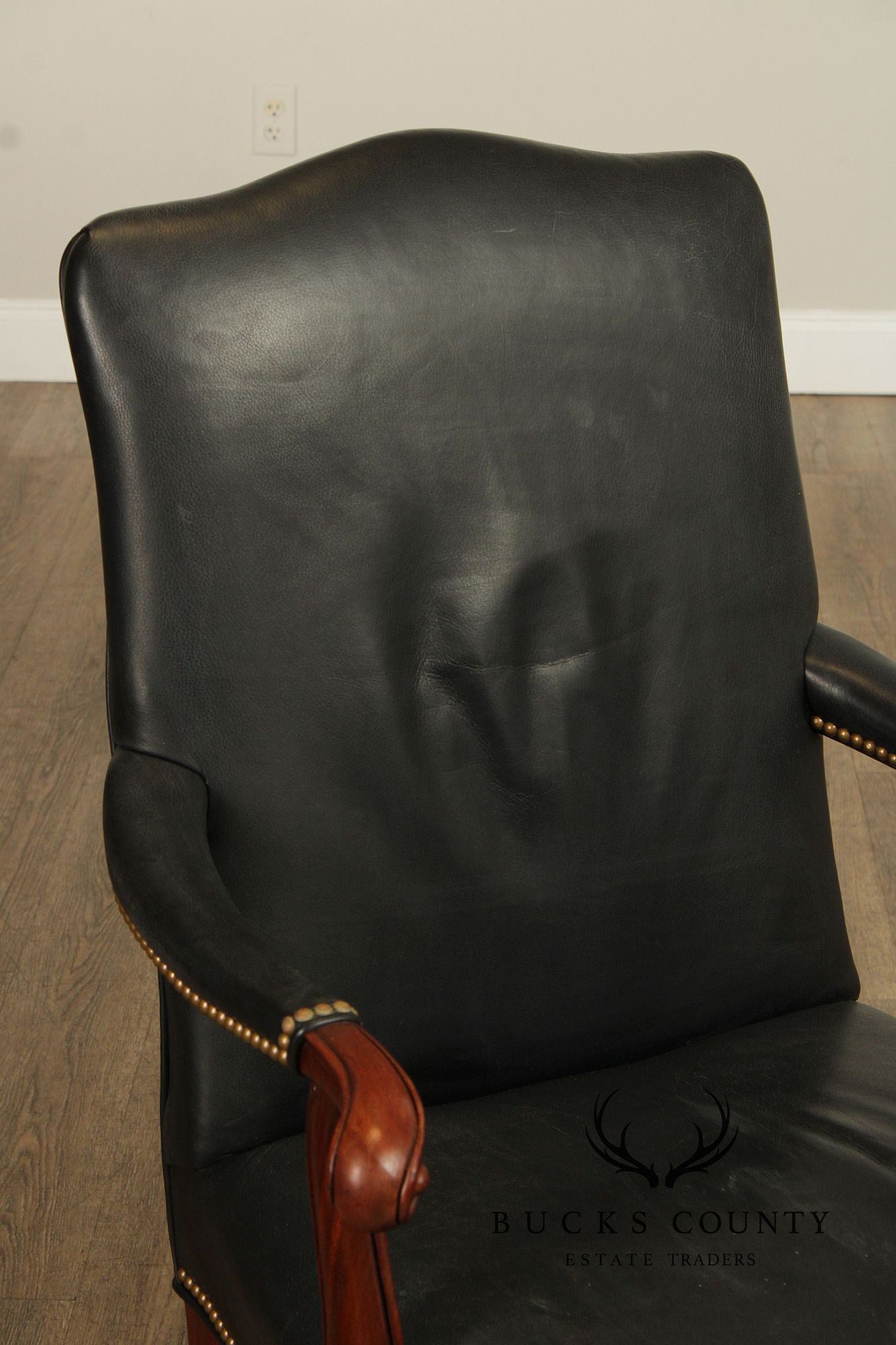 Hickory Chair Georgian Style Leather Library Armchair