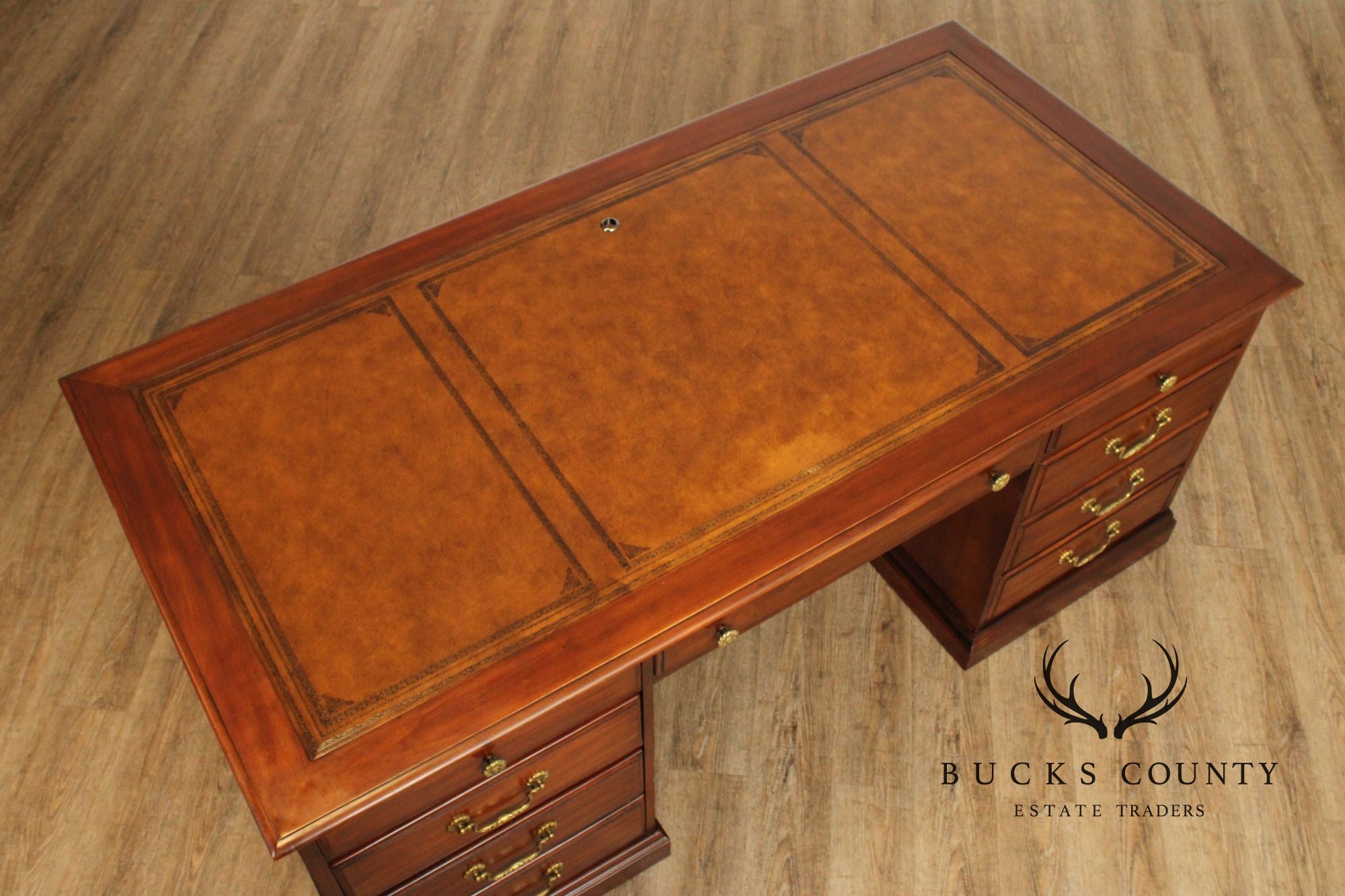 Sligh 'The Ellis Line' Mahogany Leather Top Executive Desk