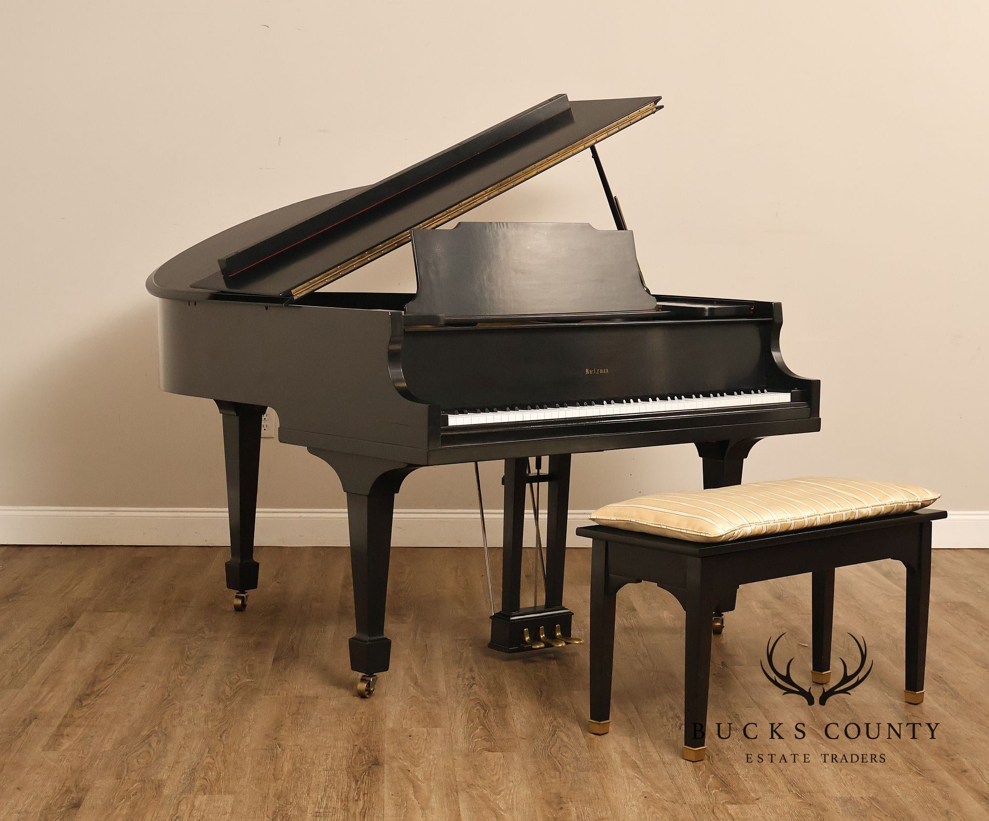 Kurtzman Ebonized Grand Piano And Duet Bench
