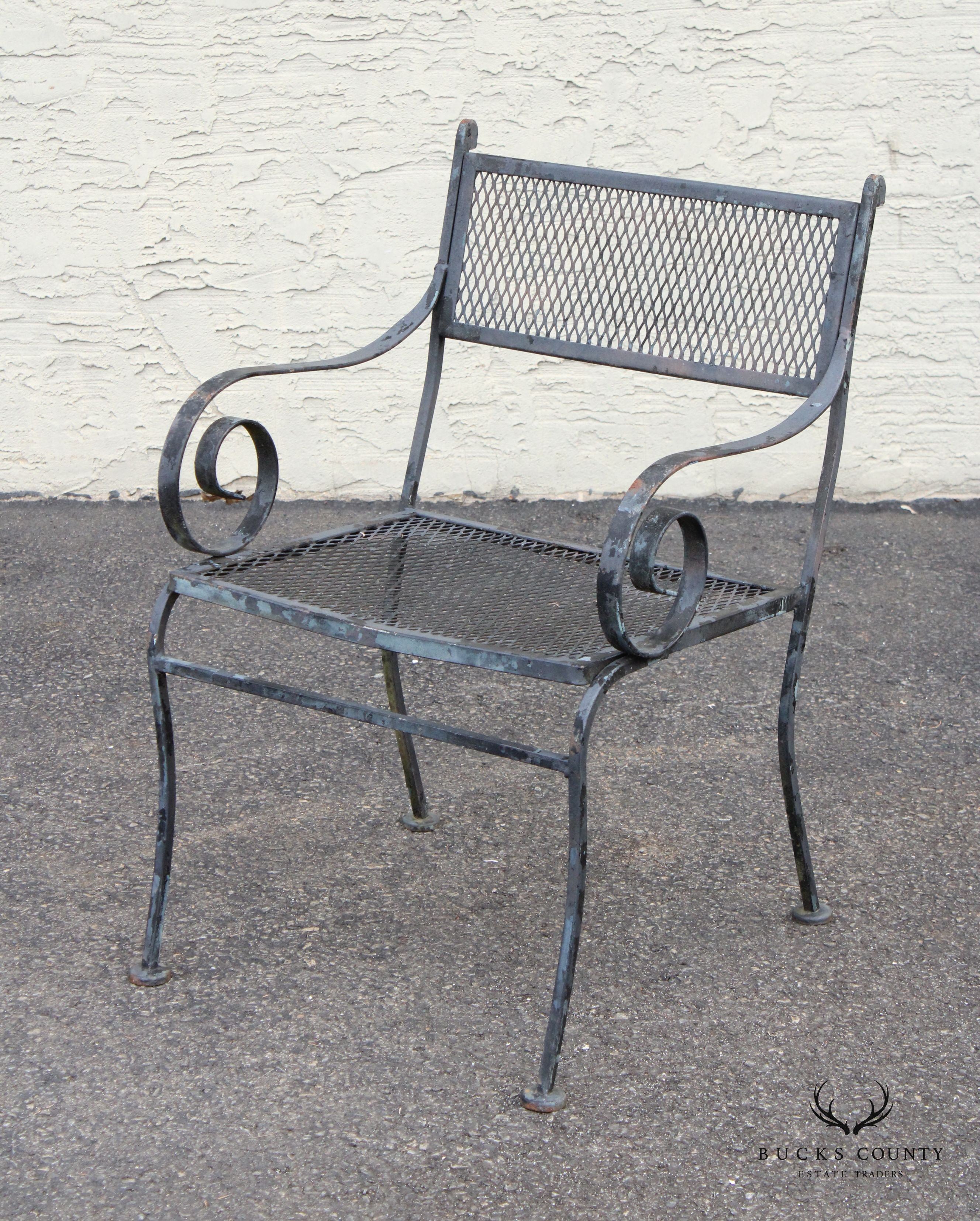 Vintage Pair of Wrought Iron Outdoor Garden Armchairs