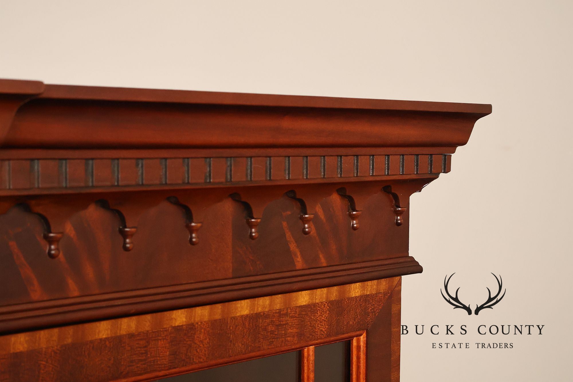 Hickory Chair Banded Mahogany Breakfront China Cabinet