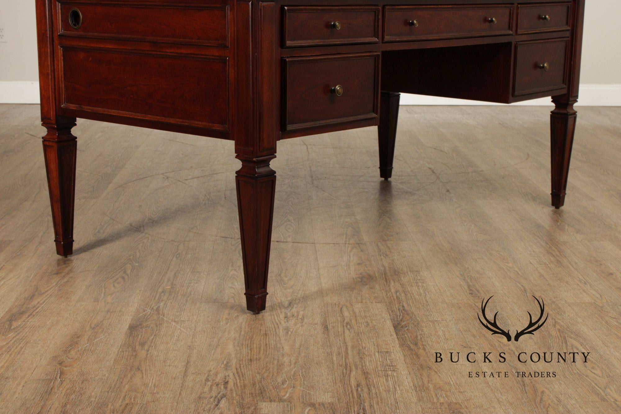 Ethan Allen Leather Top Cherry Executive Writing Desk