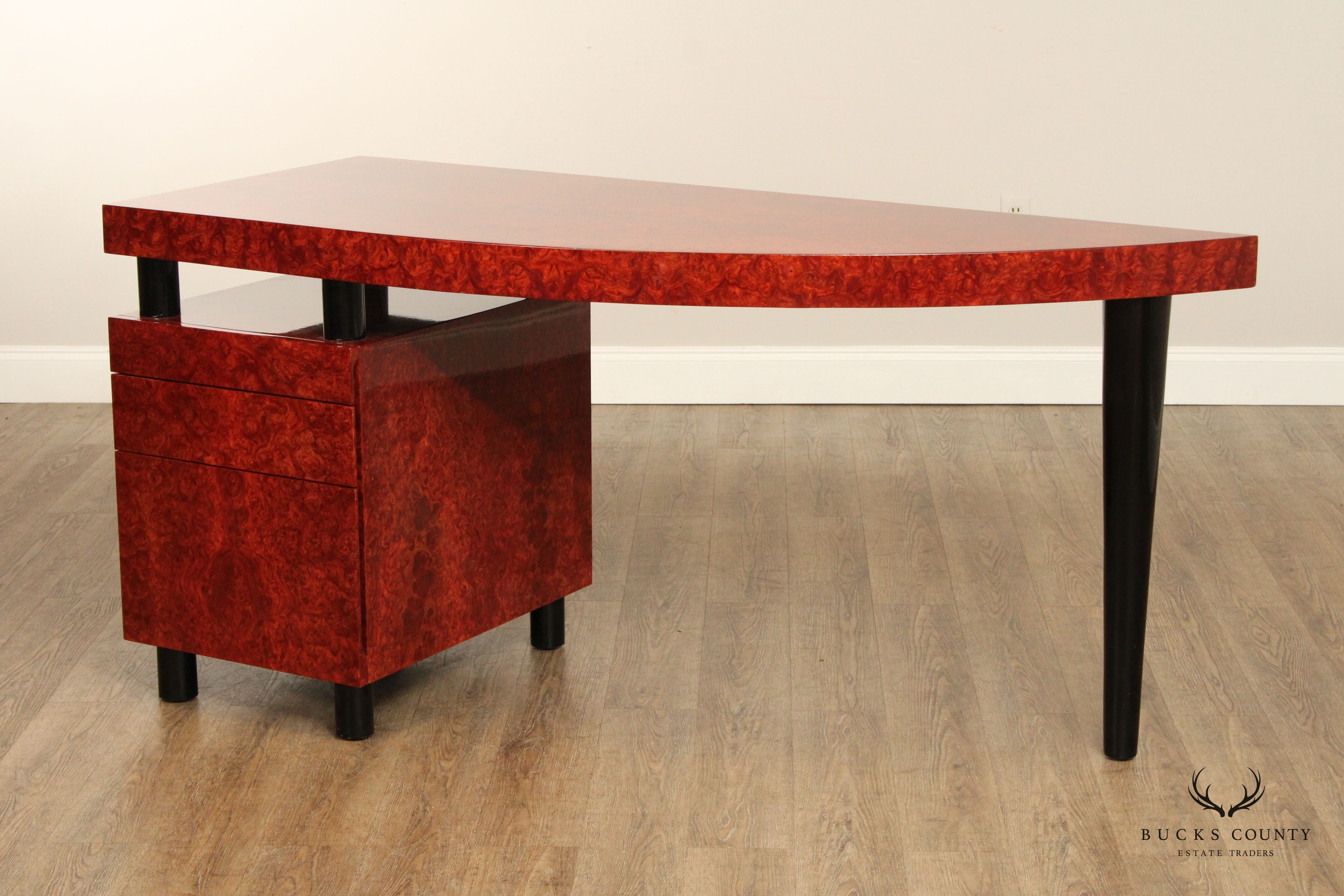 The Pace Collection Sculptural Burlwood Modern Writing Desk