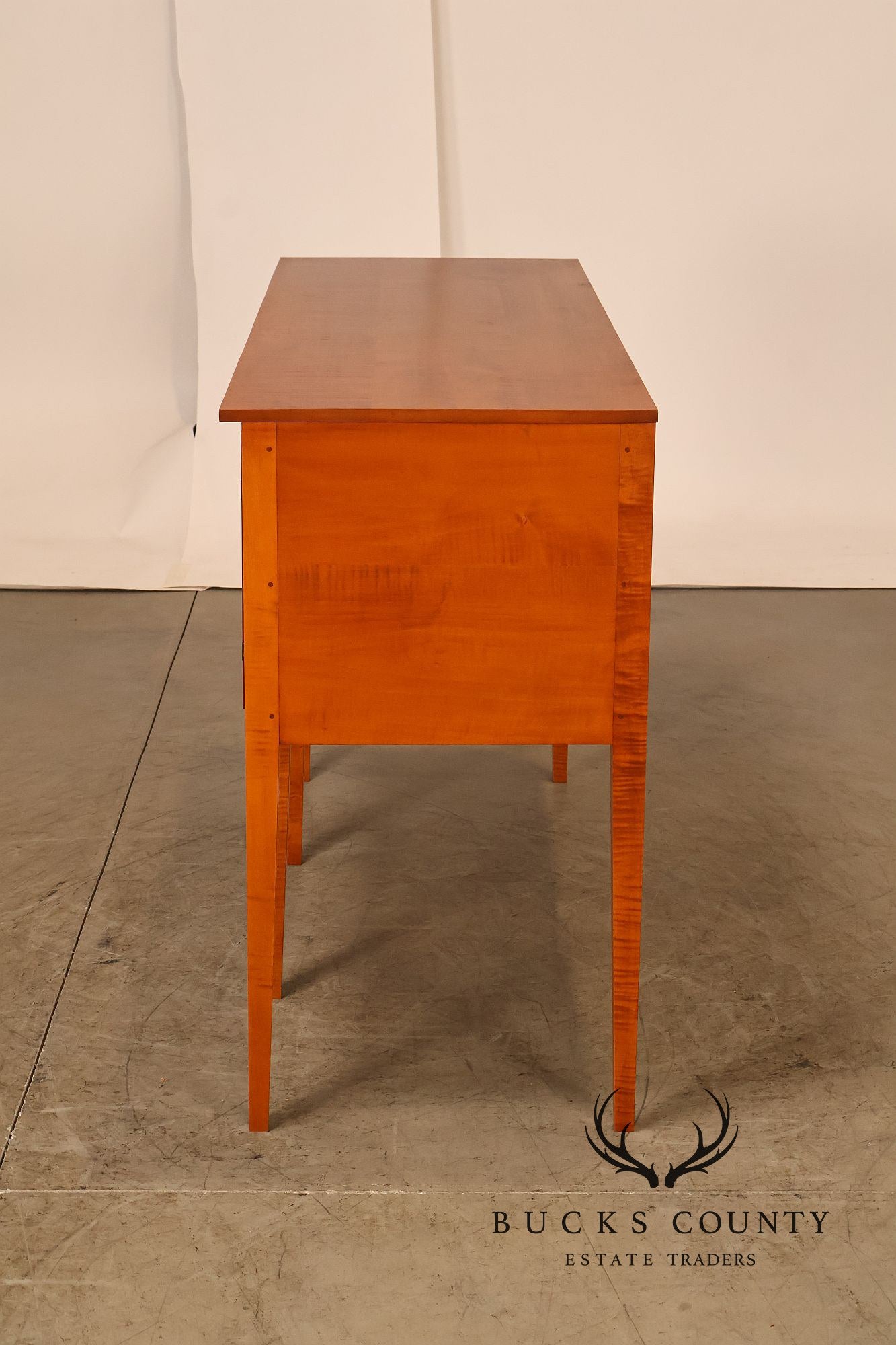 Eldred Wheeler Tiger Maple Tapered Leg Sideboard