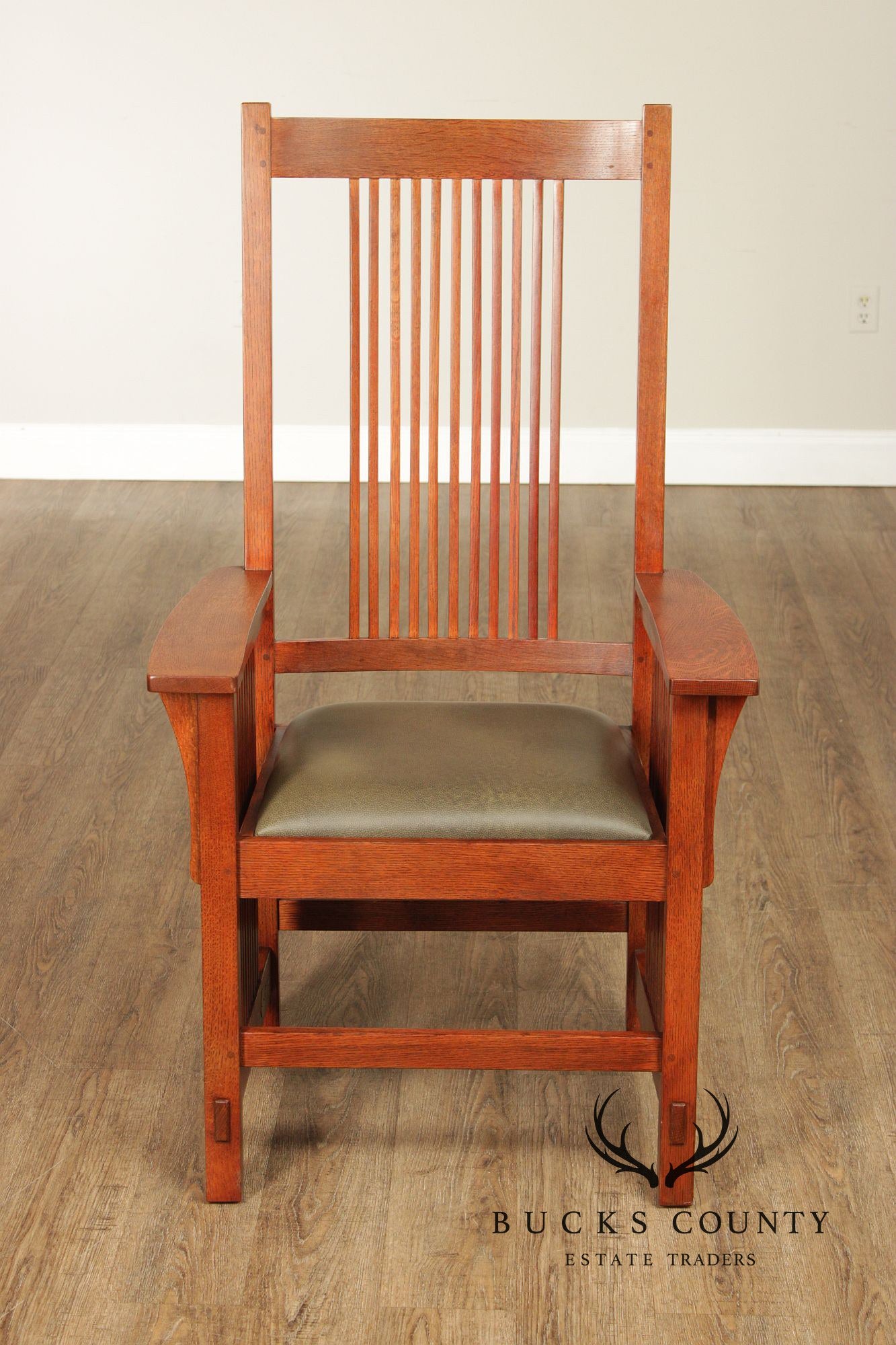 Stickley Mission Collection Pair of Oak Spindle Armchairs