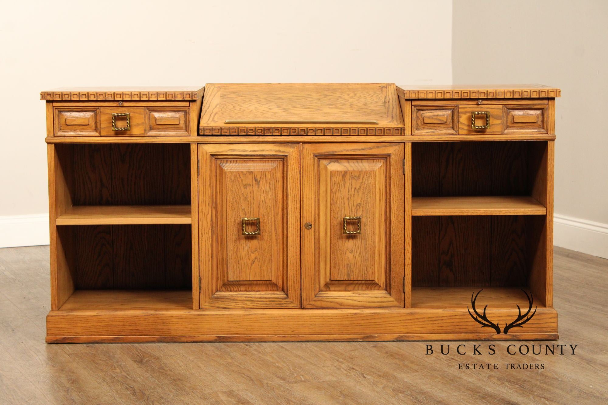 Romweber Viking Oak Bookcase Office Credenza